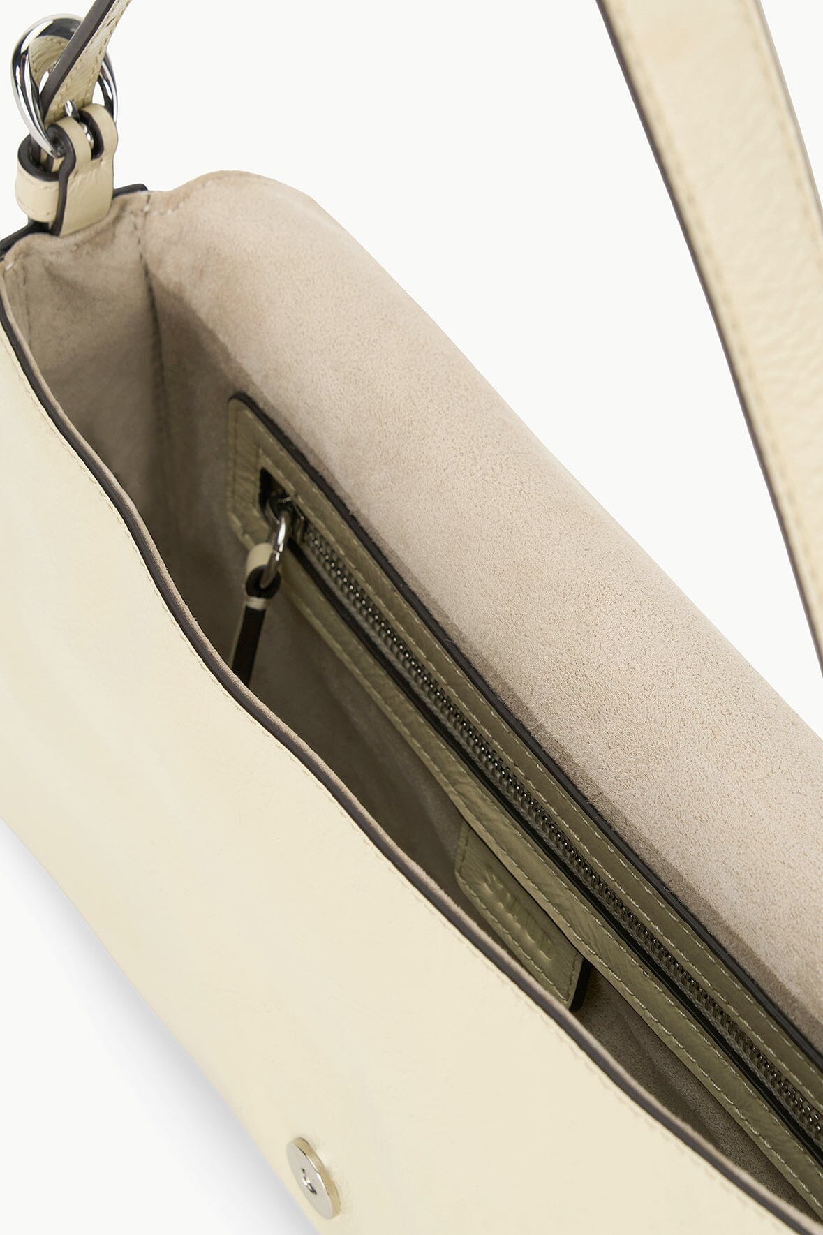 Harlow Leather Shoulder Bag with Moon Buckle in Cream