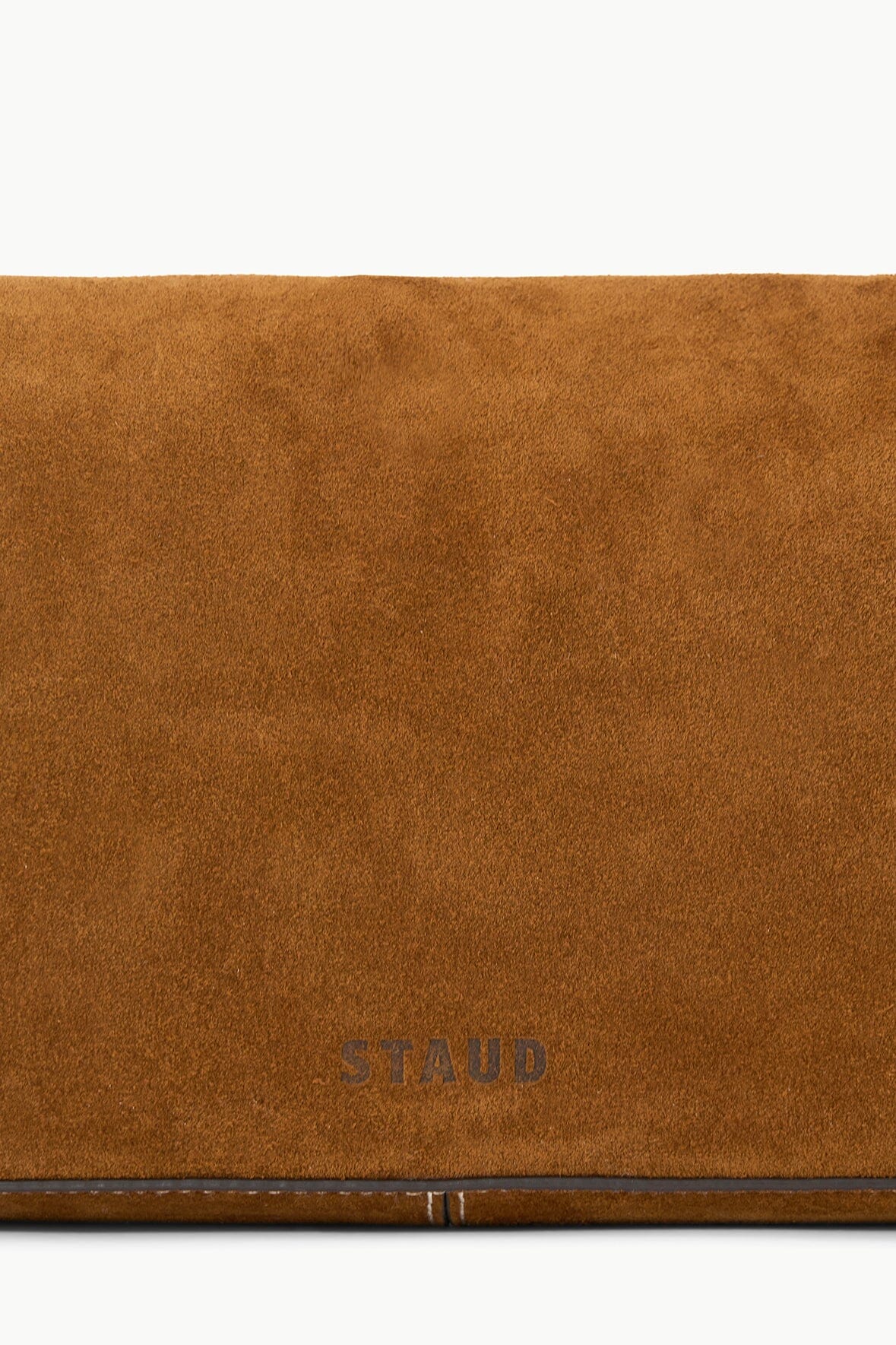 Harlow Tan Suede Shoulder Bag with Moon Buckle Hardware