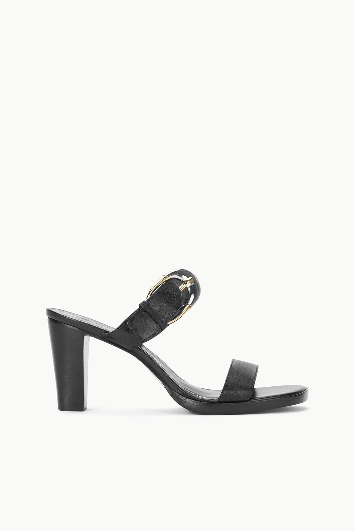 Harlow Black Leather High Heel Sandals with Adjustable Straps