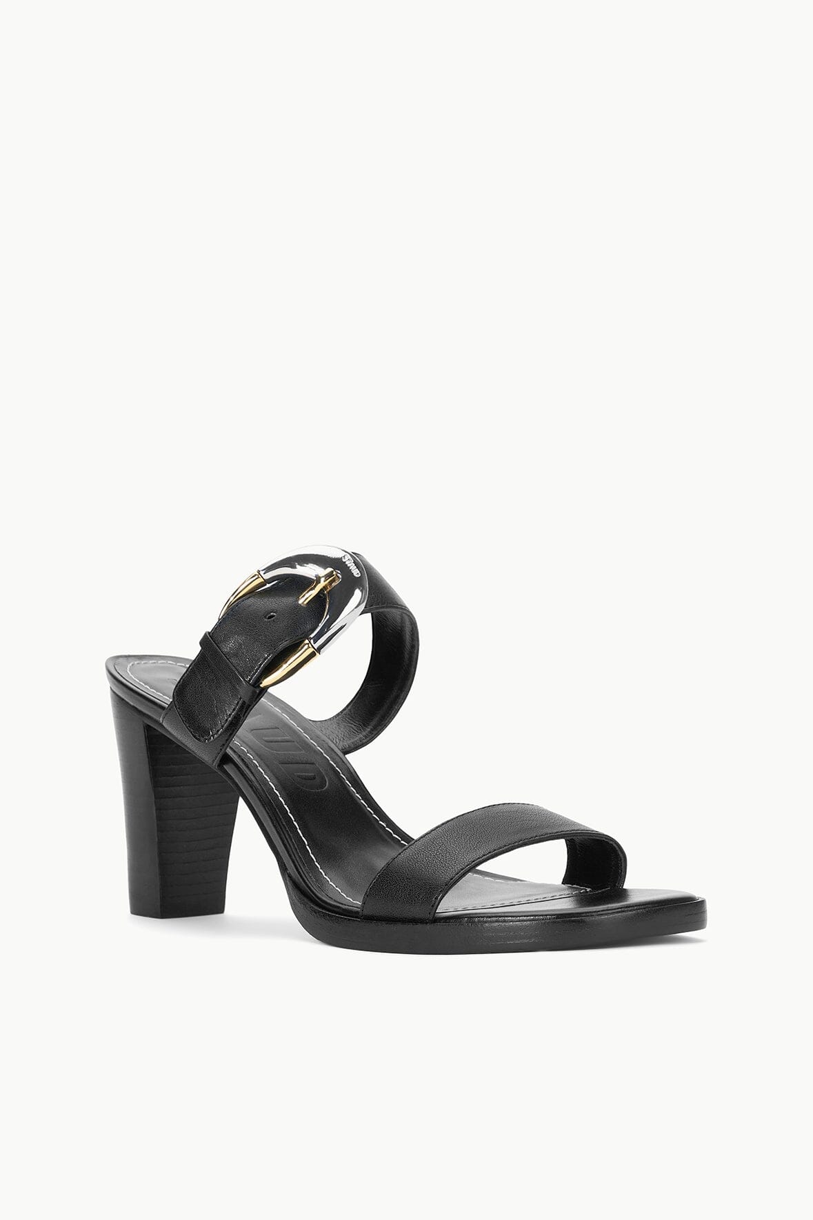 Harlow Black Leather High Heel Sandals with Adjustable Straps