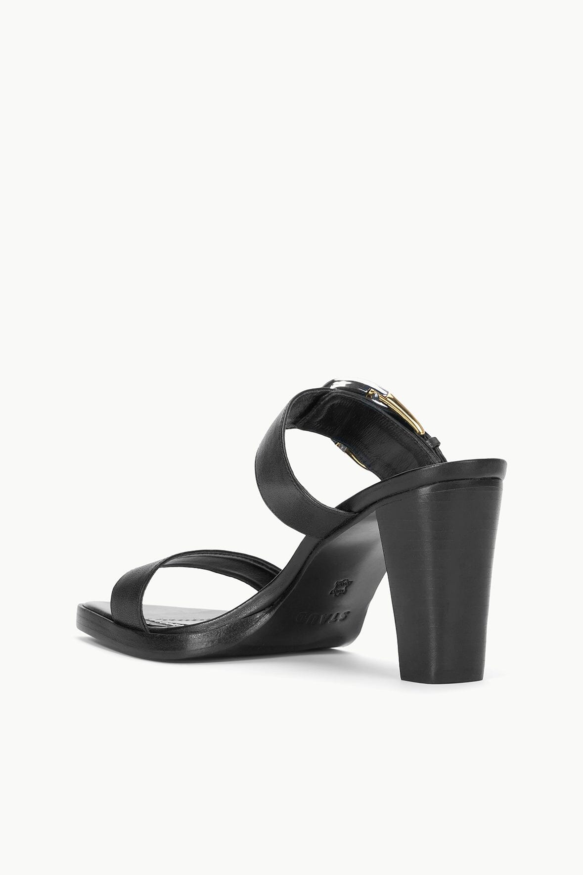 Harlow Black Leather High Heel Sandals with Adjustable Straps