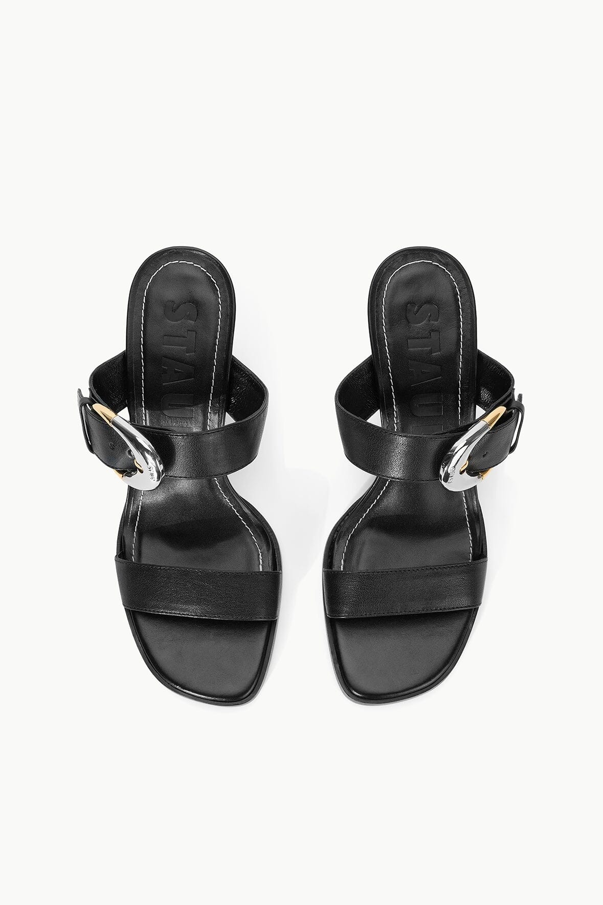 Harlow Black Leather High Heel Sandals with Adjustable Straps