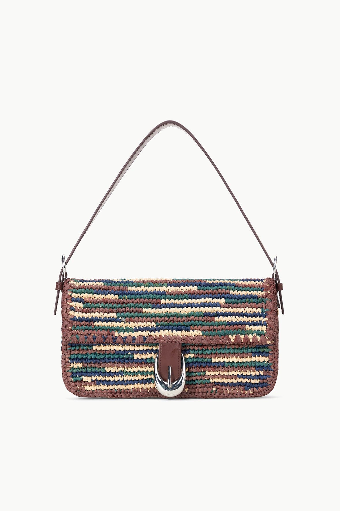 Harlow Raffia Tote Bag with Moon Buckle & Interior Pocket