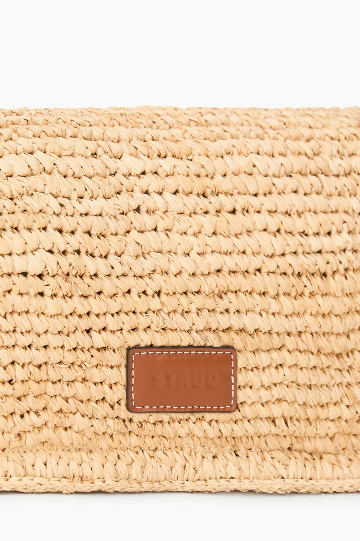 Harlow Raffia Handbag with Moon Buckle & Interior Pocket – Natural Tan