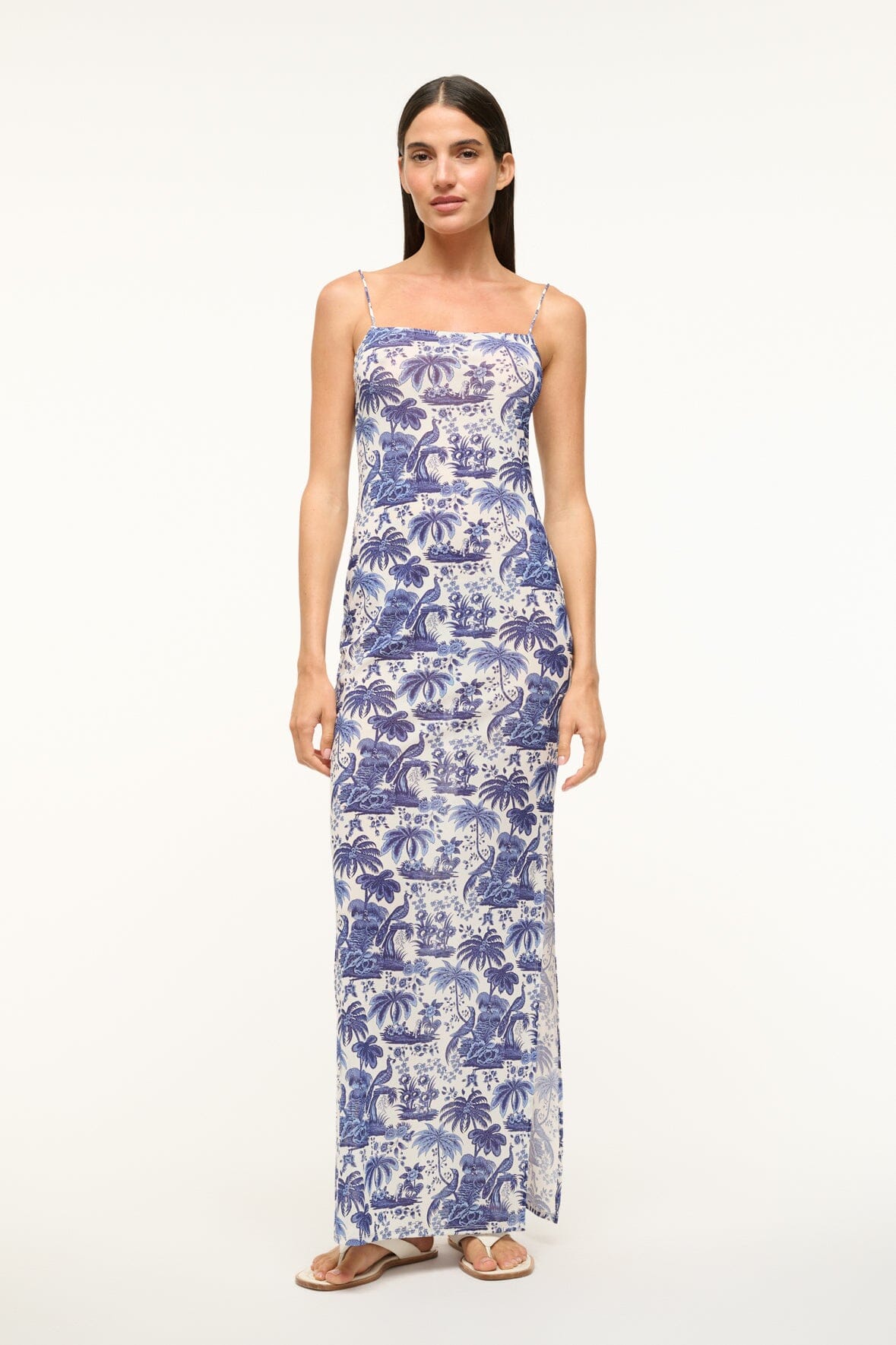 Hastings Blue Toile Maxi Dress with Adjustable Straps