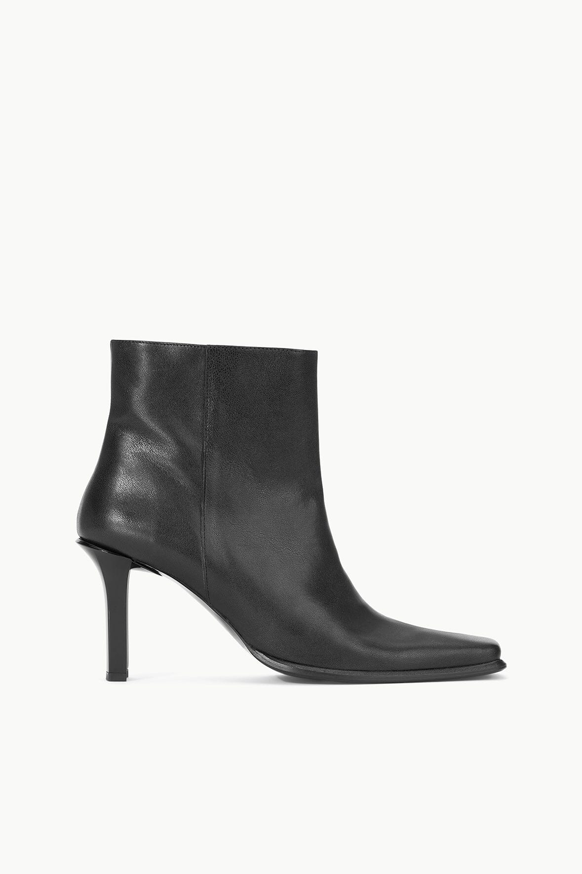 Hendrix Black Leather Ankle Boots with Square Toe & Wide Heel