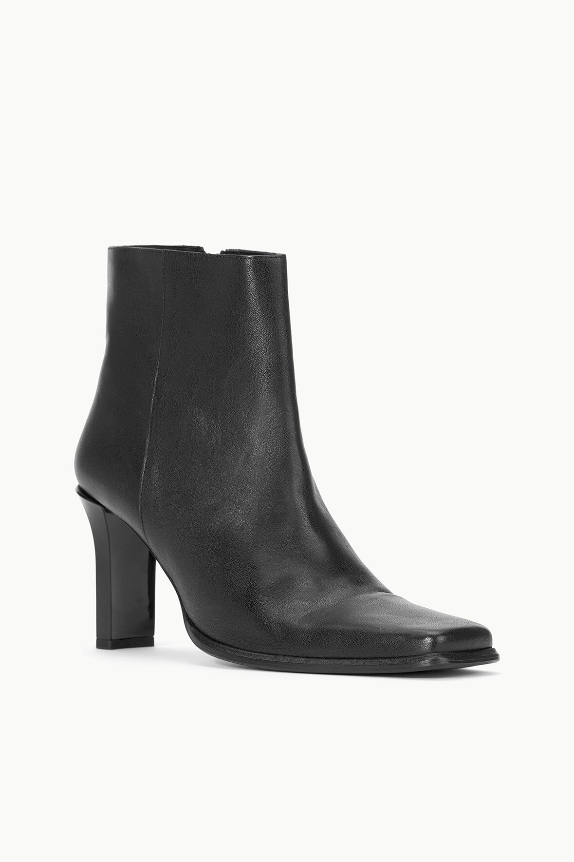 Hendrix Black Leather Ankle Boots with Square Toe & Wide Heel