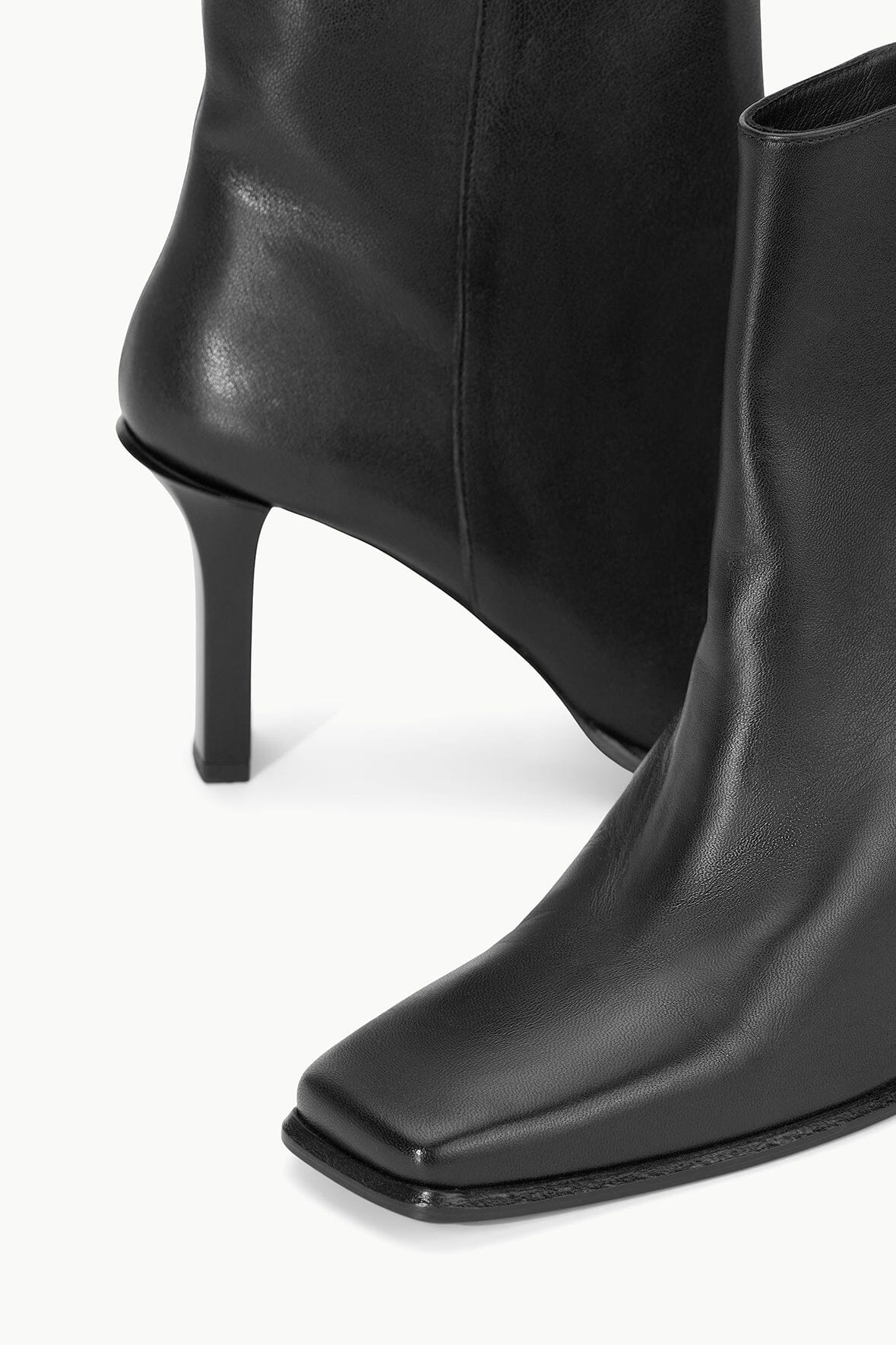 Hendrix Black Leather Ankle Boots with Square Toe & Wide Heel
