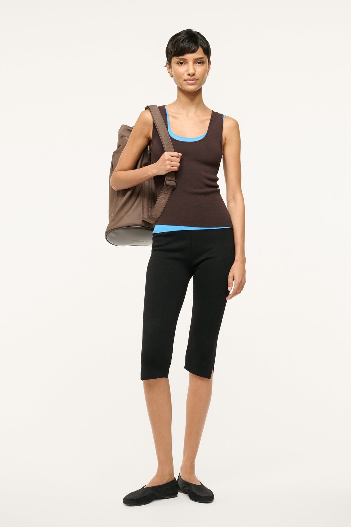 Hermosa Scoop Neck Asymmetrical Layered Tank Top - Earth Aqua