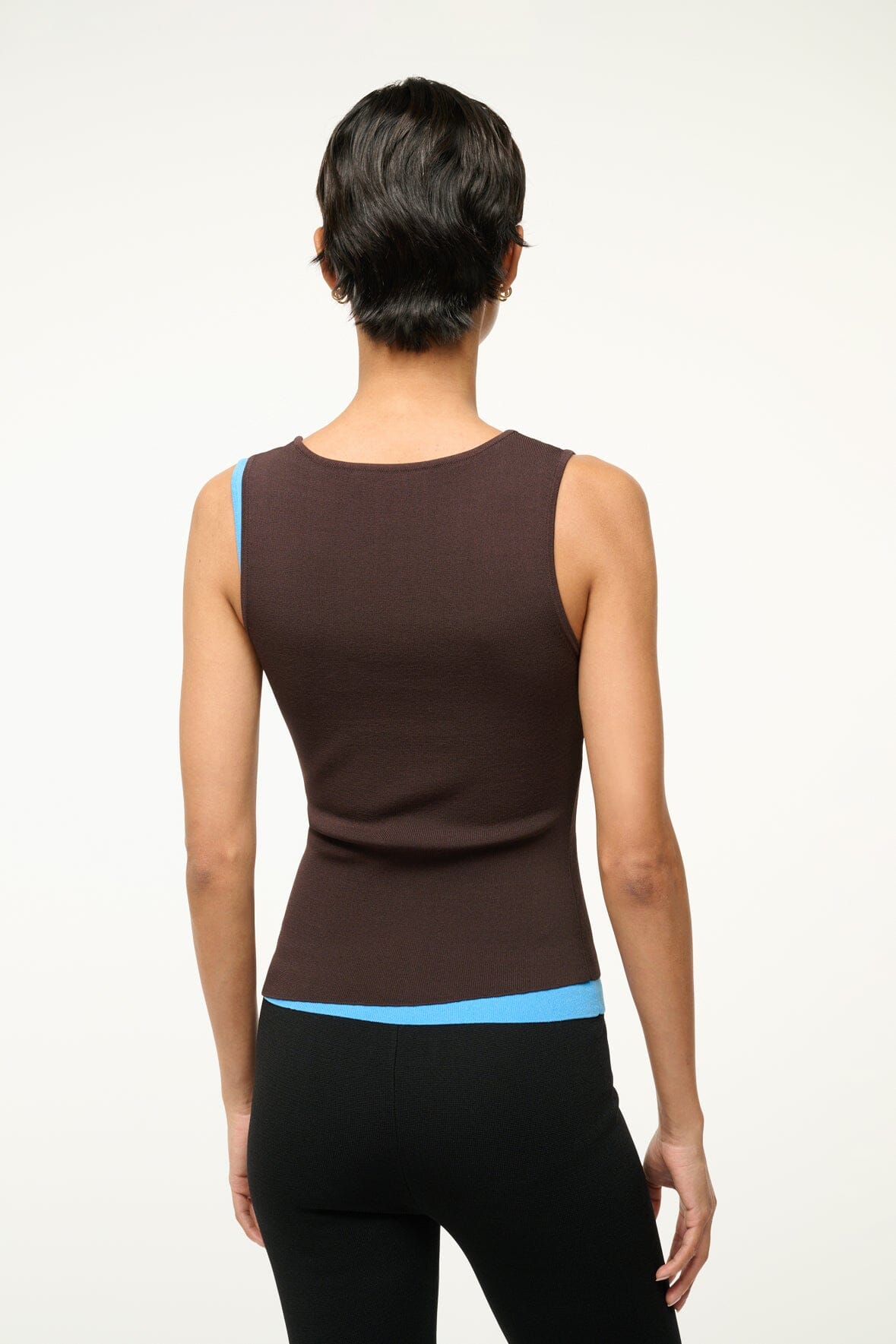 Hermosa Scoop Neck Asymmetrical Layered Tank Top - Earth Aqua