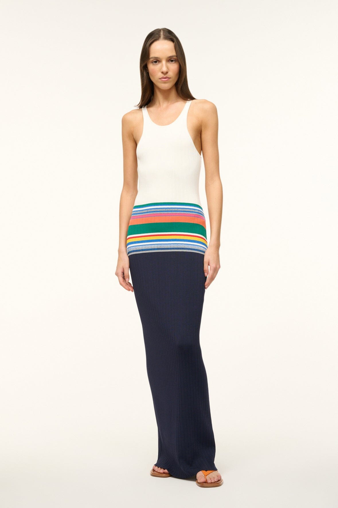 Navy & White Striped Hibiscus Knit Dress