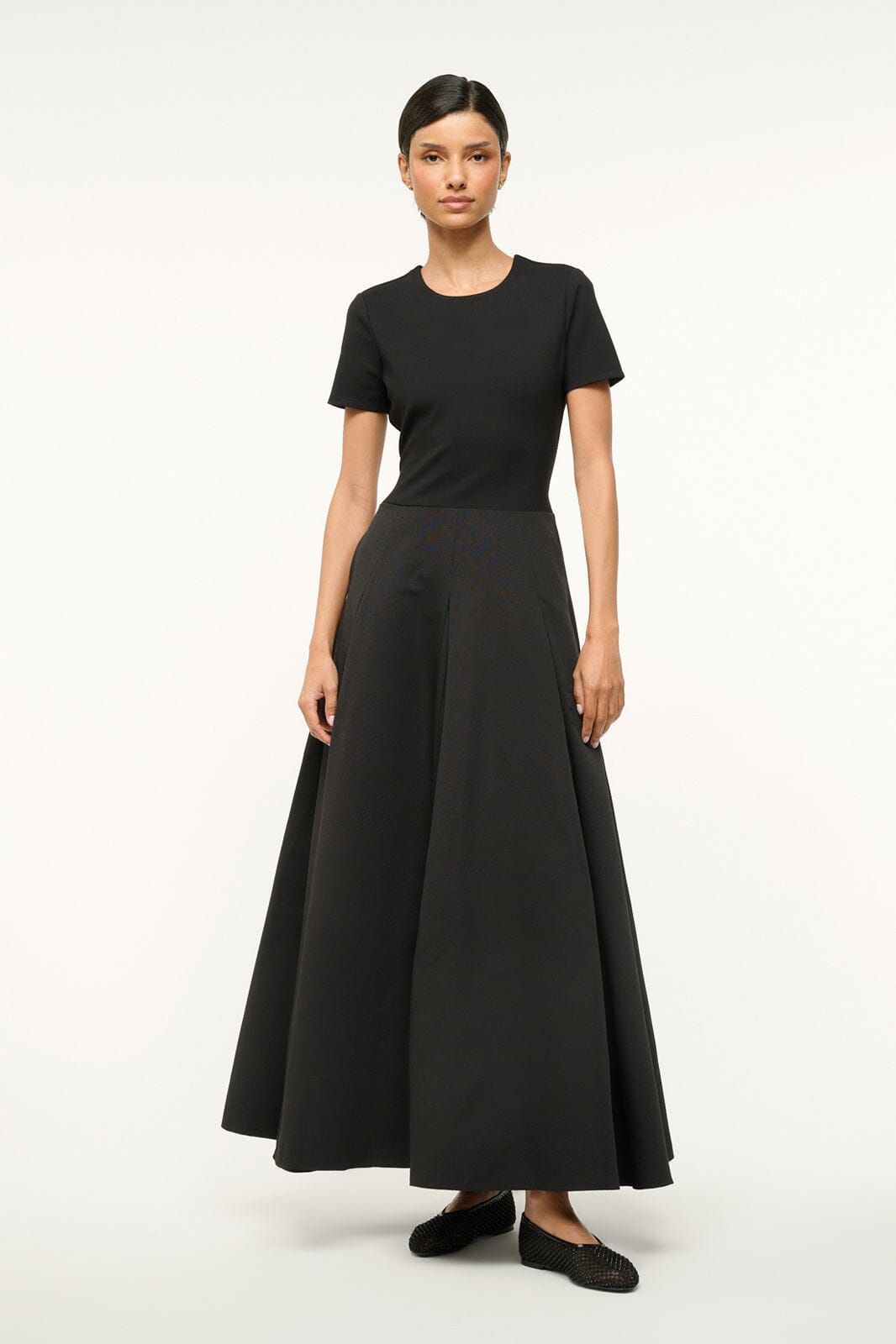 Black Hopper Dress with Ponte Tee Bodice & A-Line Skirt