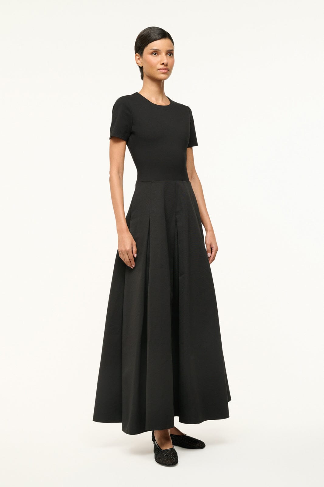 Black Hopper Dress with Ponte Tee Bodice & A-Line Skirt