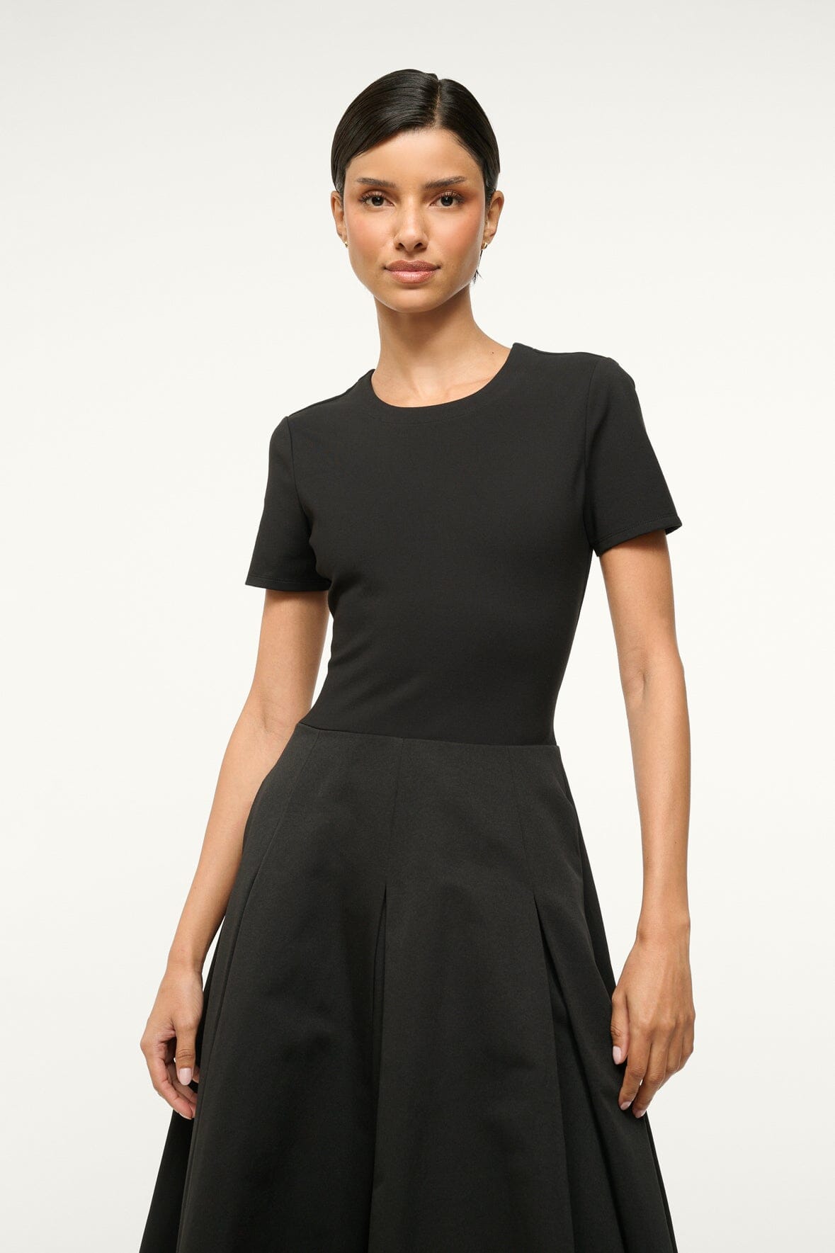 Black Hopper Dress with Ponte Tee Bodice & A-Line Skirt