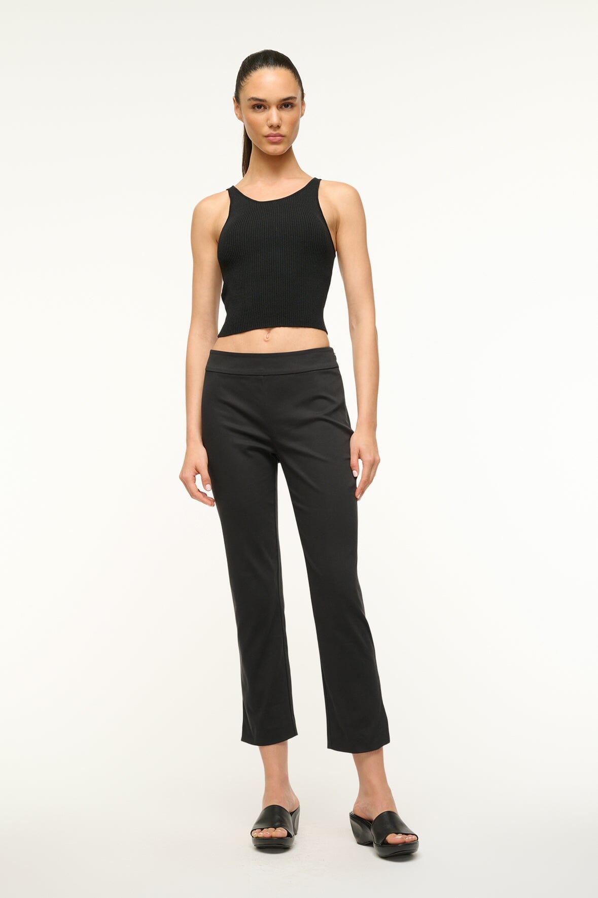 Hunter Slim Fit Cropped Pants with Side Zipper - Black