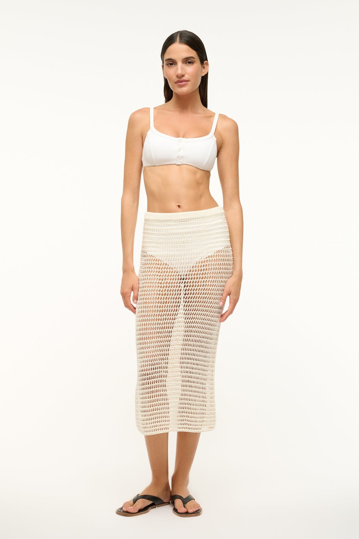 Ines Ivory Cotton-Knit Coverup Skirt for Swimwear