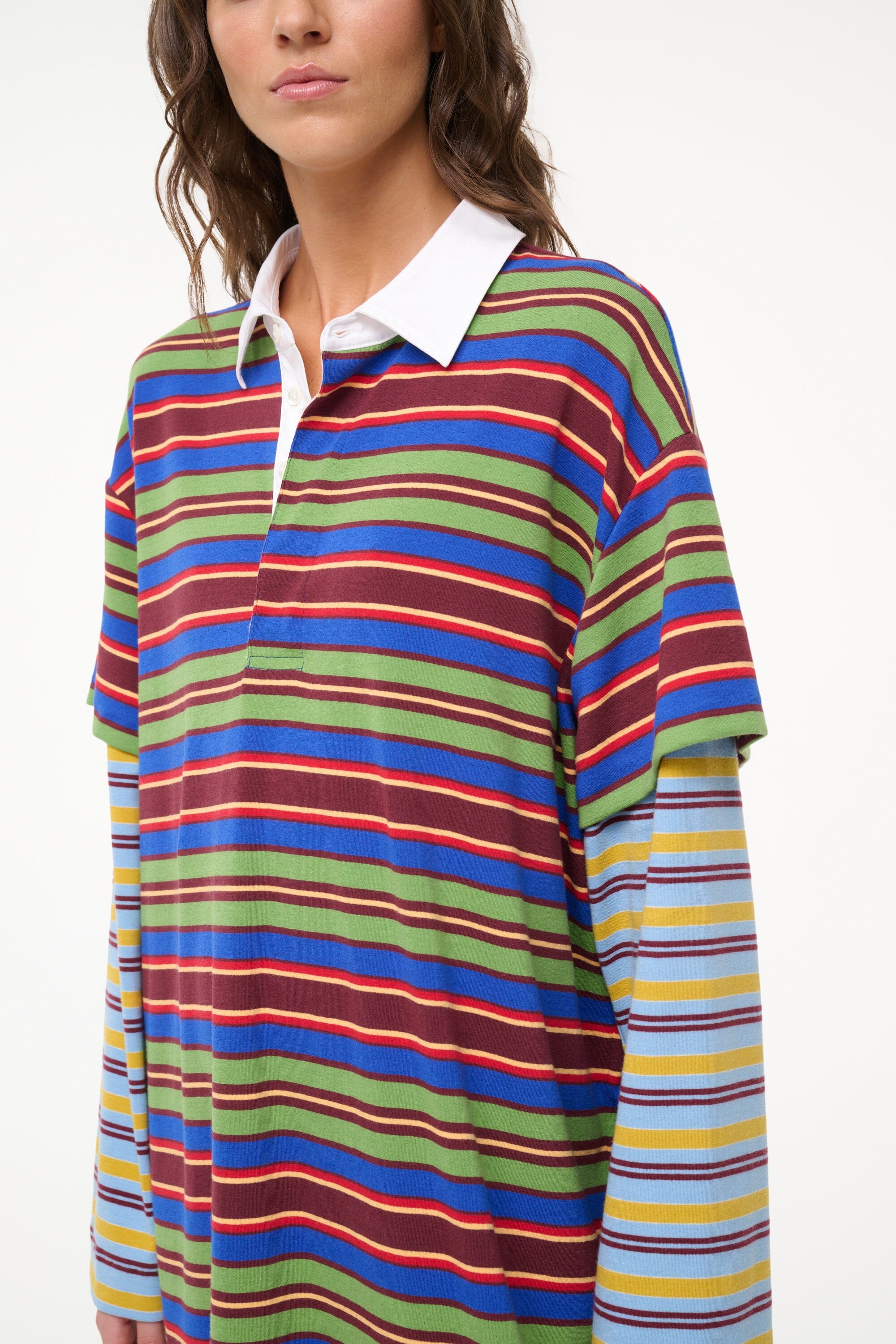 Ivar Mini Rugby Dress with Layered Sleeves & Contrast Collar