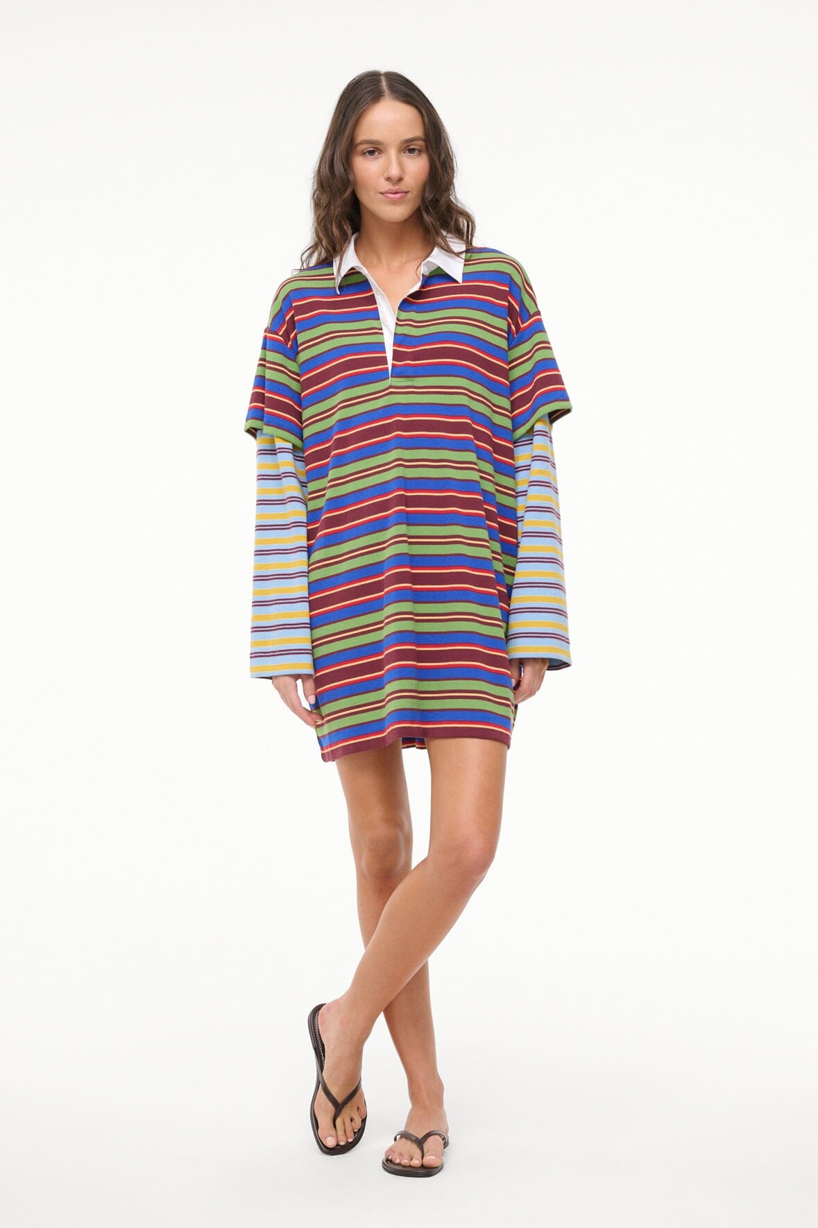 Ivar Mini Rugby Dress with Layered Sleeves & Contrast Collar