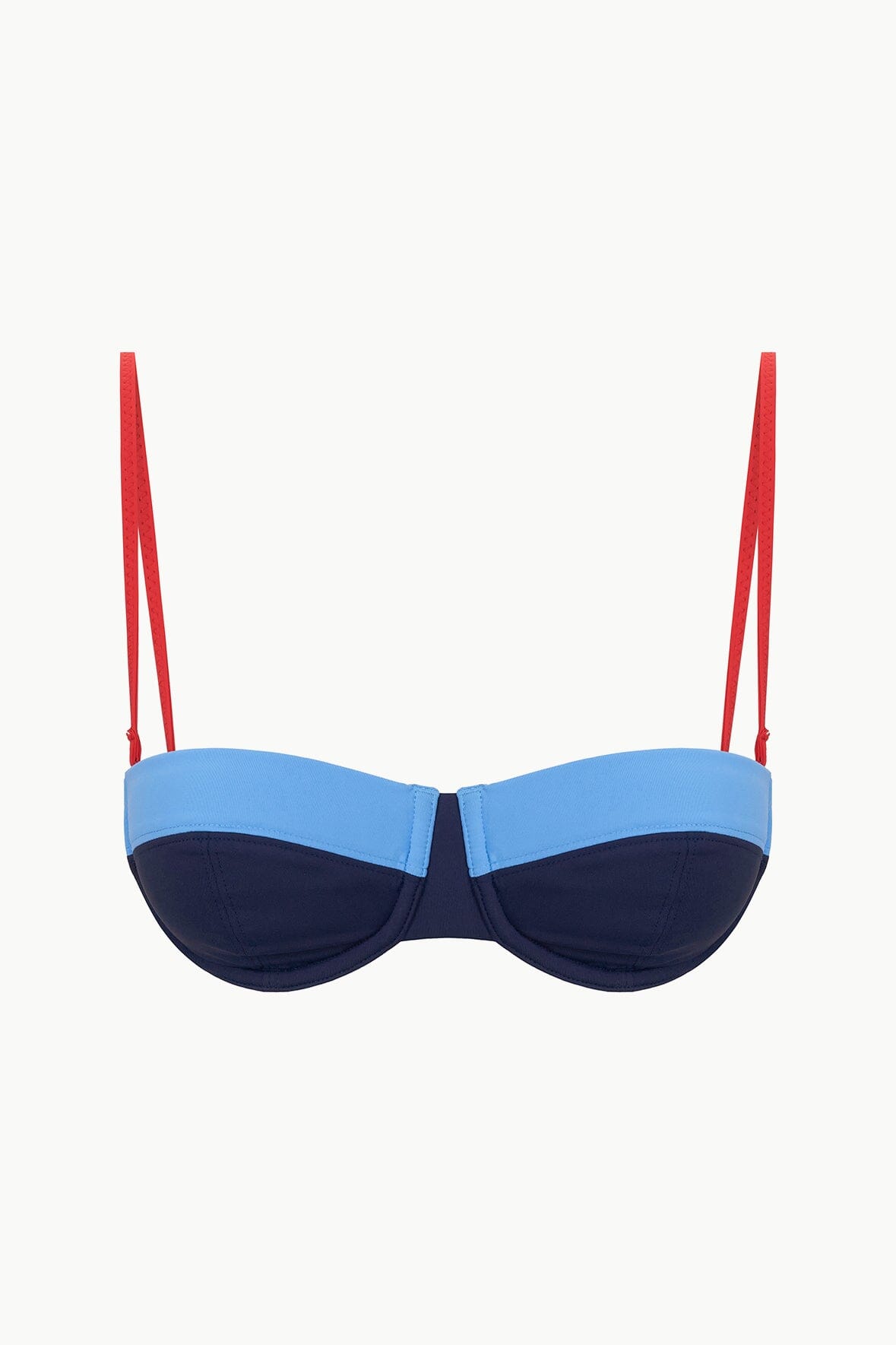Navy Colorblock Balconette Bikini Top with Removable Straps