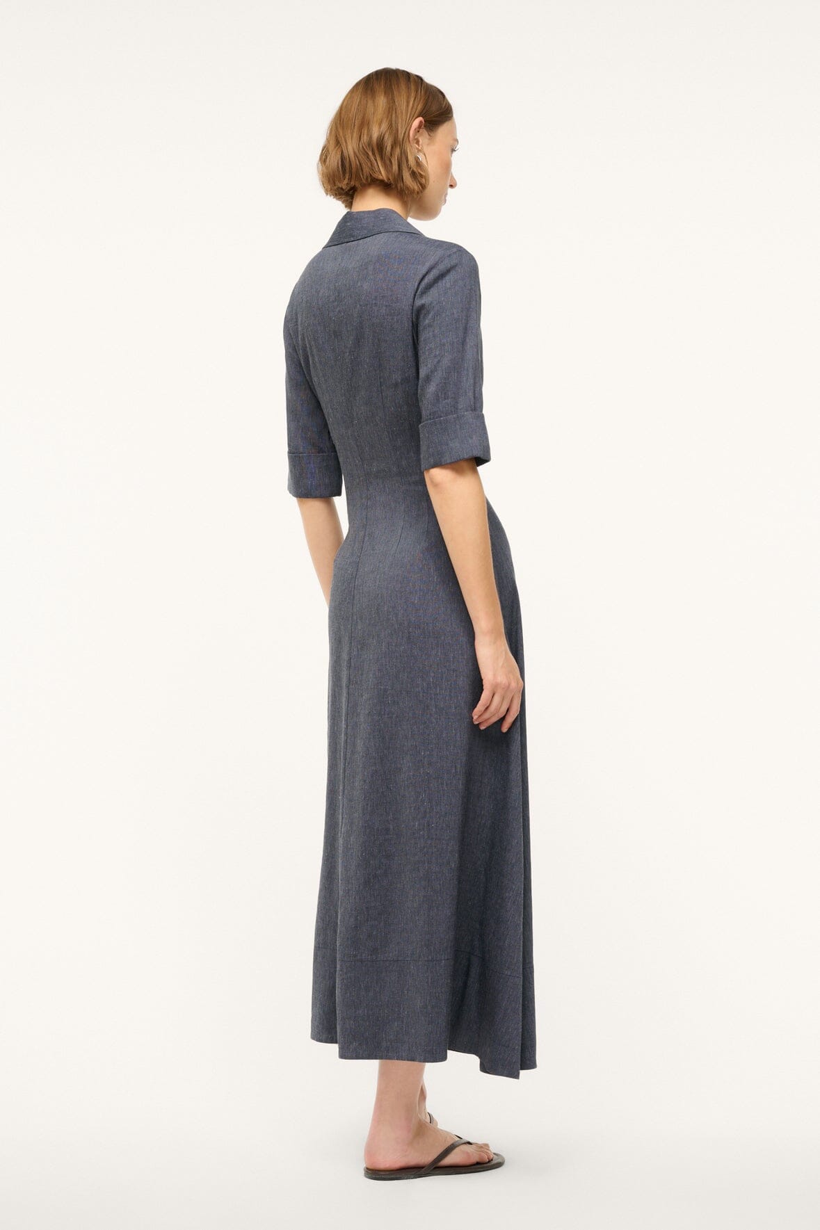Joan Linen Maxi Shirt Dress in Chambray Blue