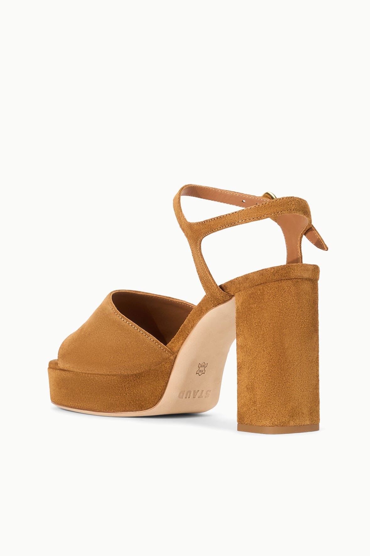 Jodie Tan Chunky Block Heel Sandal with Ankle Strap