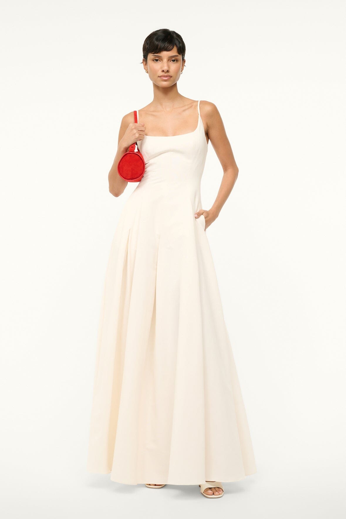 Ivory Joy Maxi Dress with Pockets & Back Zipper