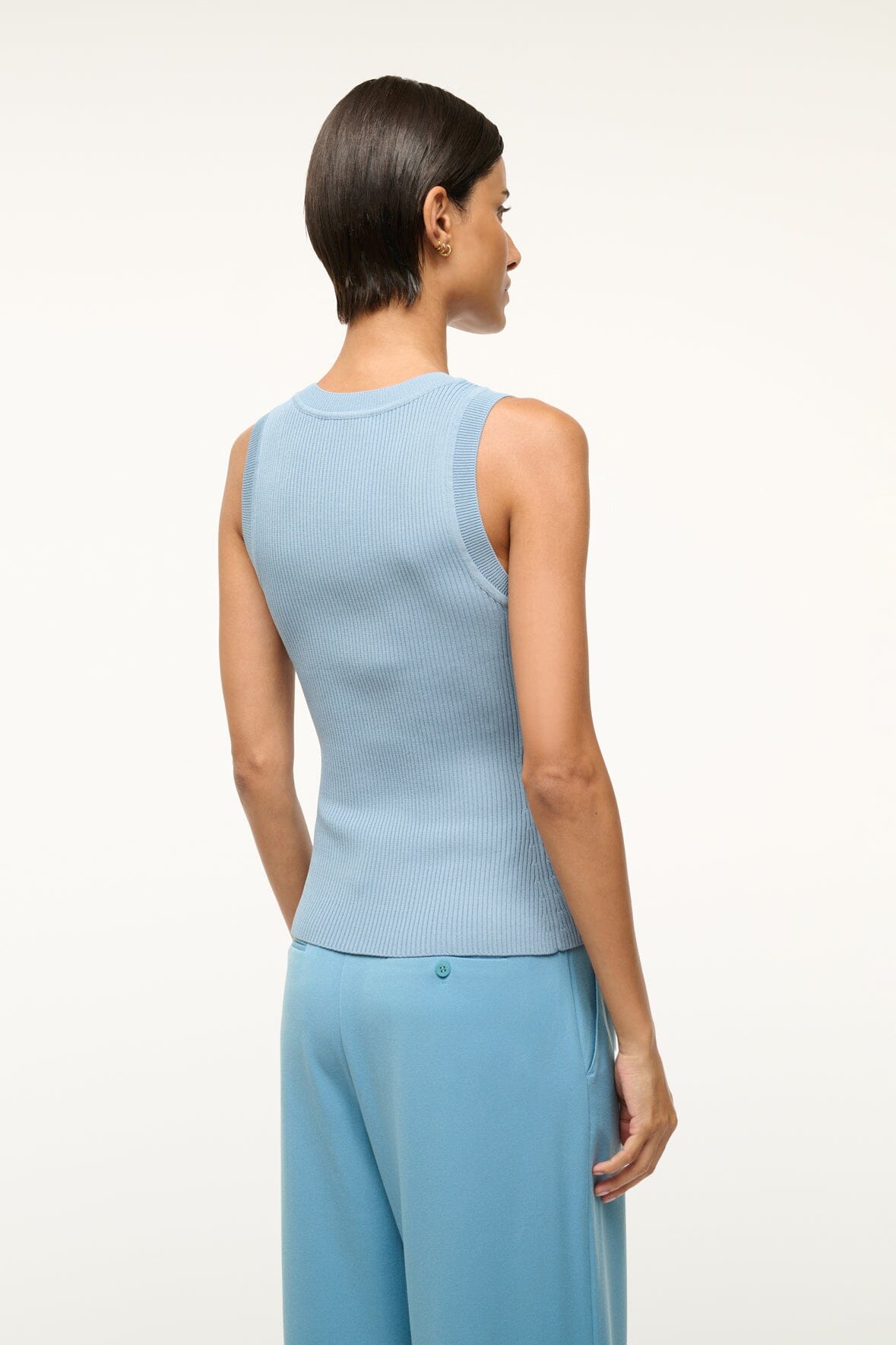Juliette Ribbed Scoop Neck Tank Top in Slate Blue - Bra Friendly Layering Essential