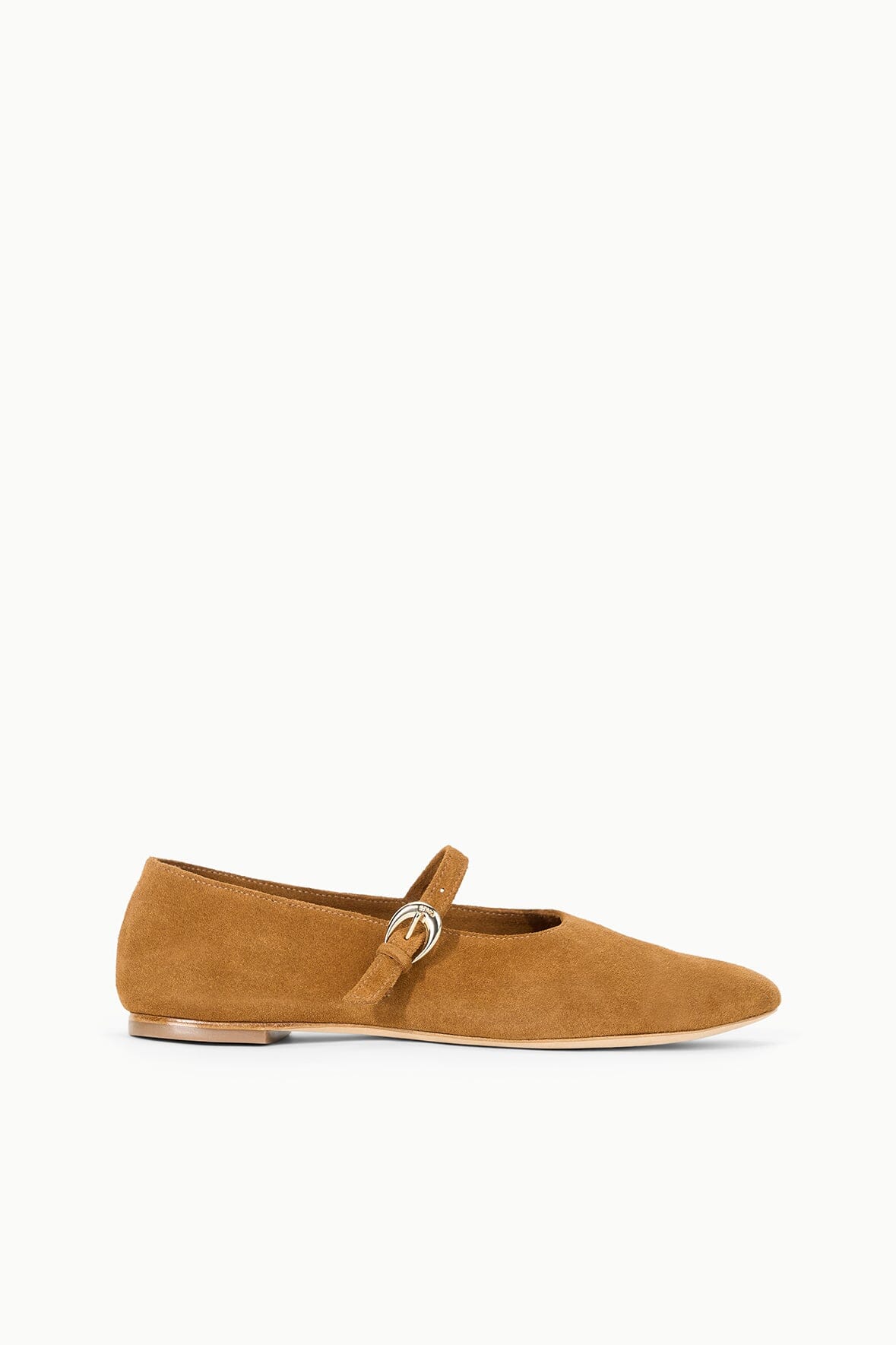Alba Mary Jane Ballet Flats in Soft Suede with Ankle Strap – Tan