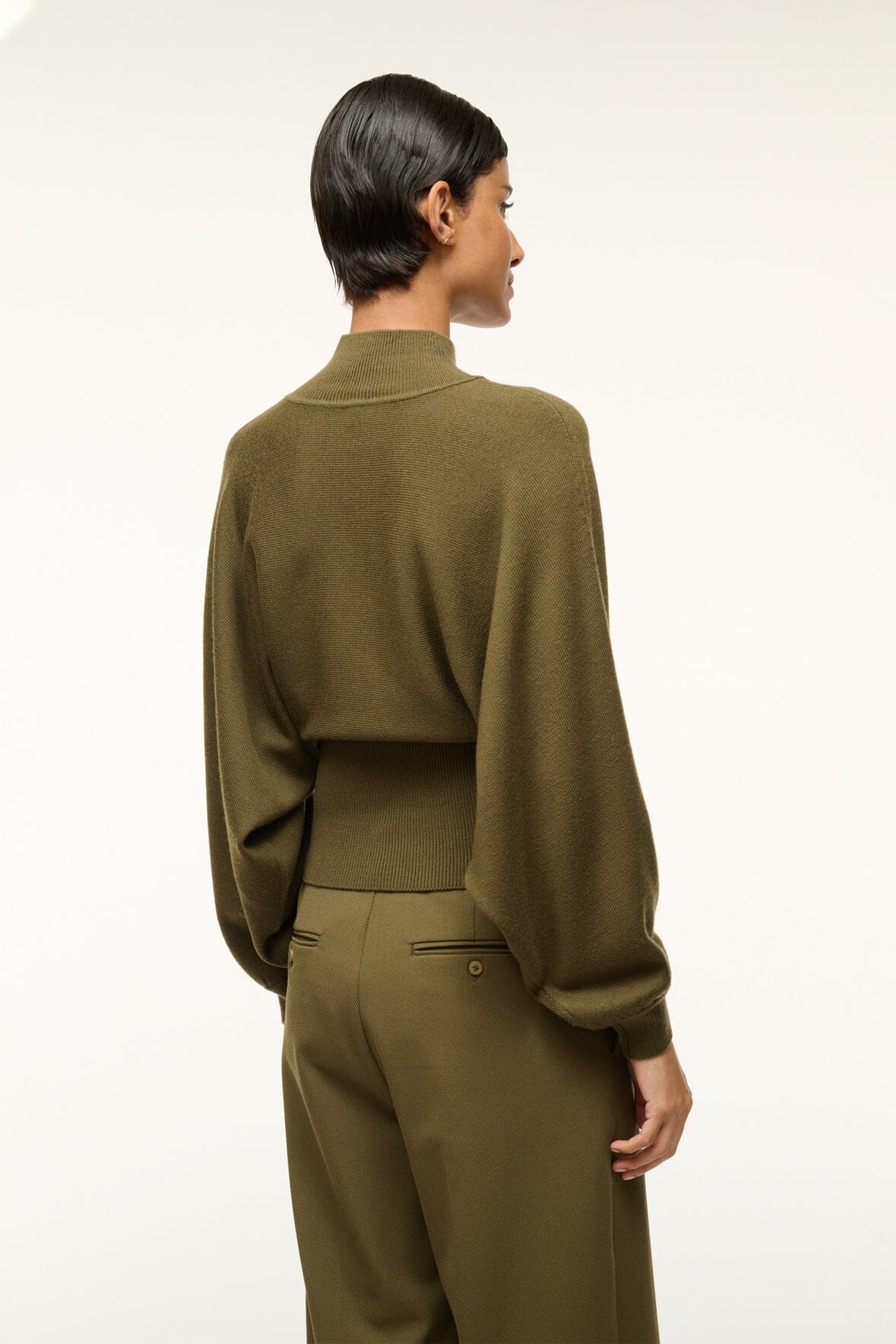 Karoline Merino Wool Mock Neck Sweater in Sergeant Green