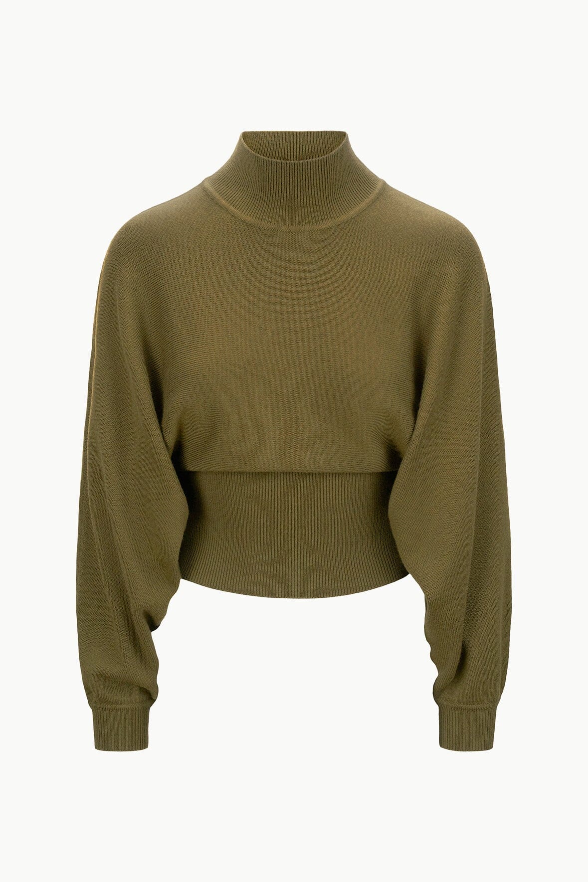 Karoline Merino Wool Mock Neck Sweater in Sergeant Green