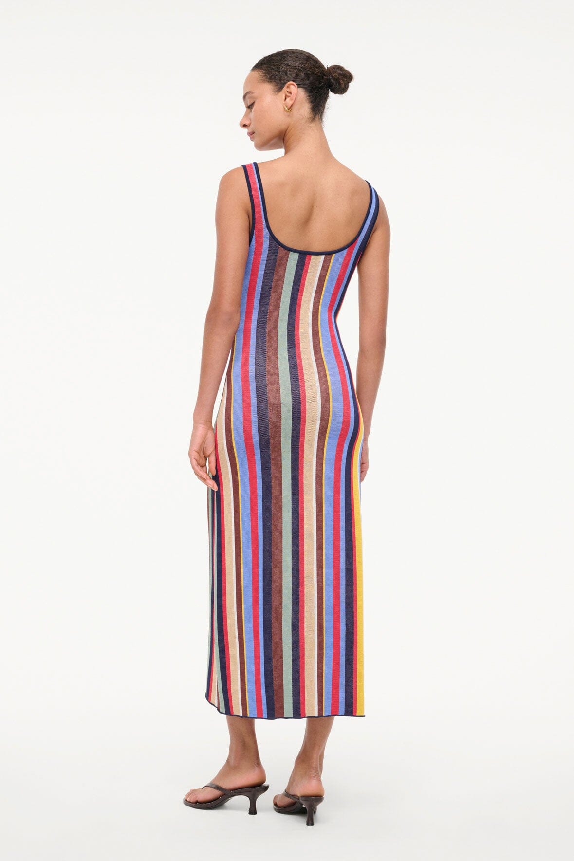 Katie Square Neck Midi Dress with Bra-Friendly Straps - Market Stripe