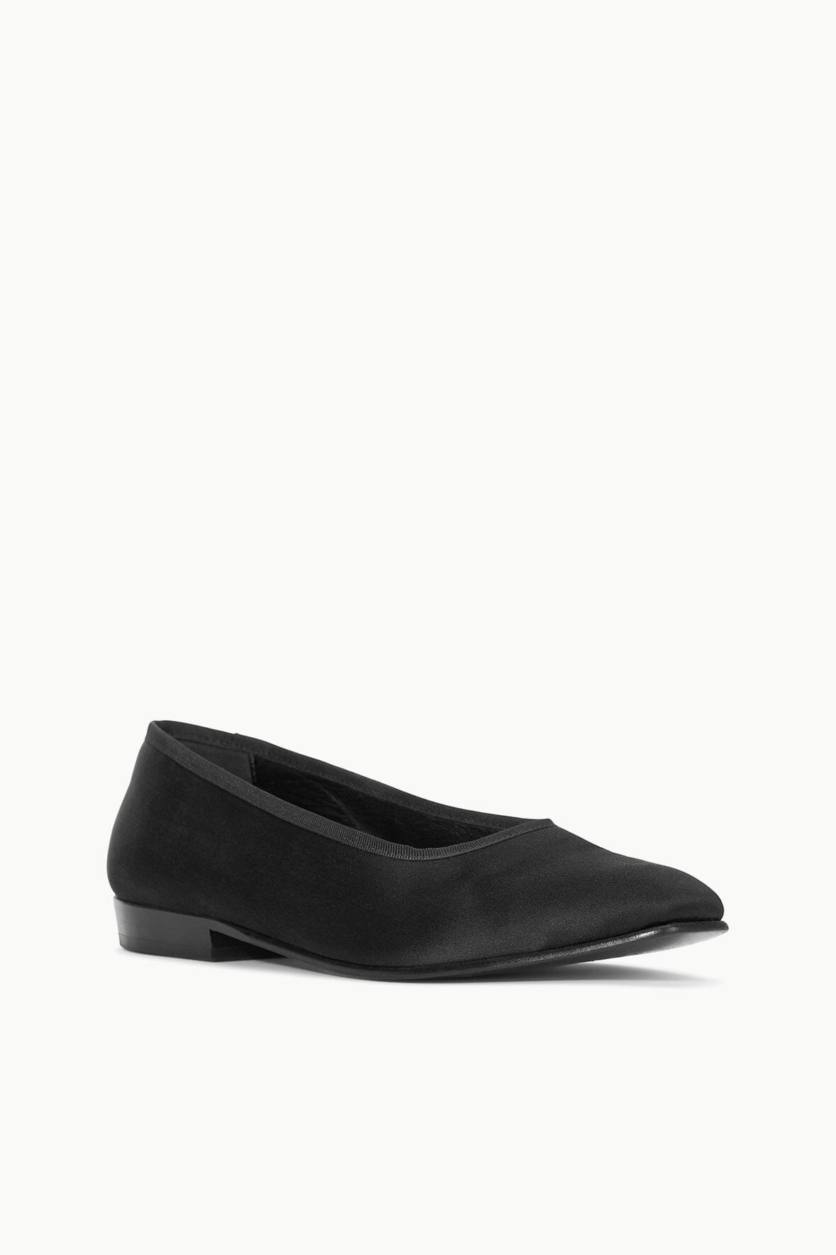 Keith Black Satin Ballet Flats with Grosgrain Trim