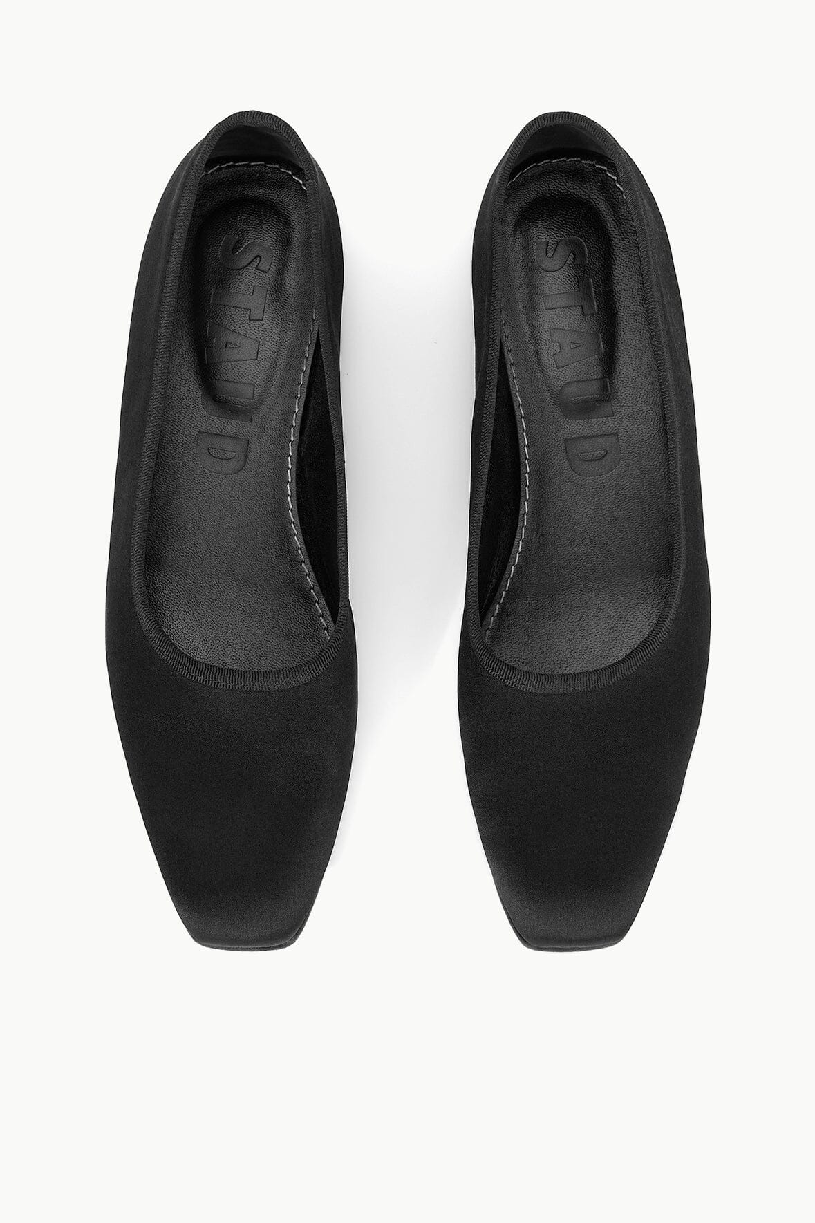 Keith Black Satin Ballet Flats with Grosgrain Trim