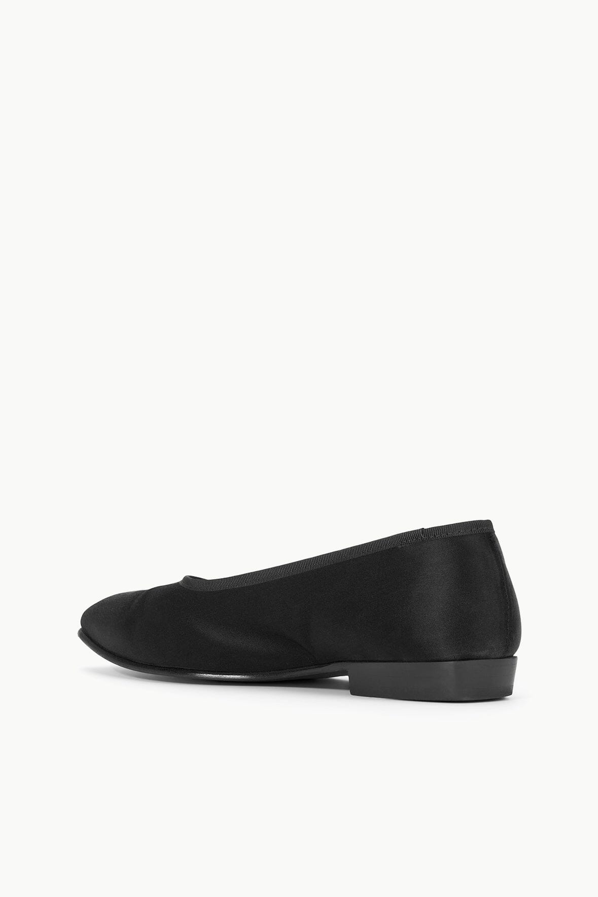 Keith Black Satin Ballet Flats with Grosgrain Trim