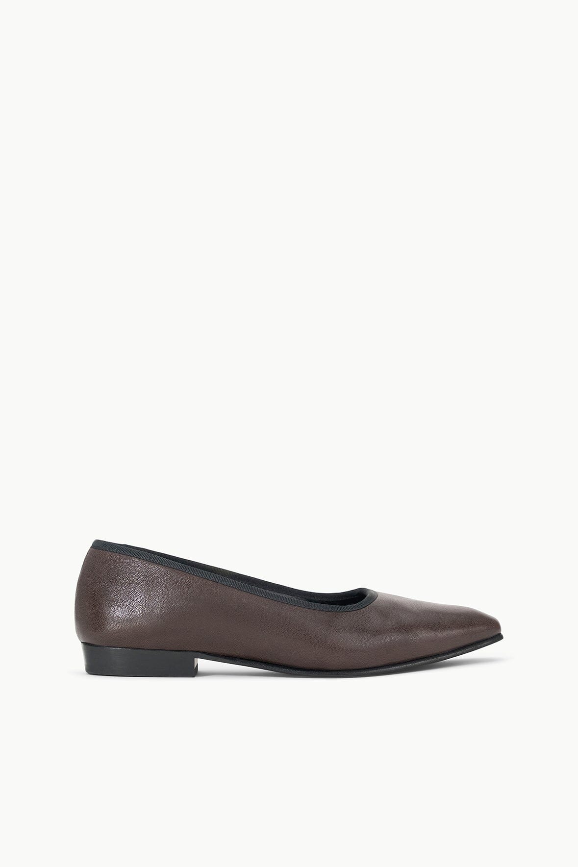 Keith Leather Ballet Flats with Grosgrain Trim – Espresso