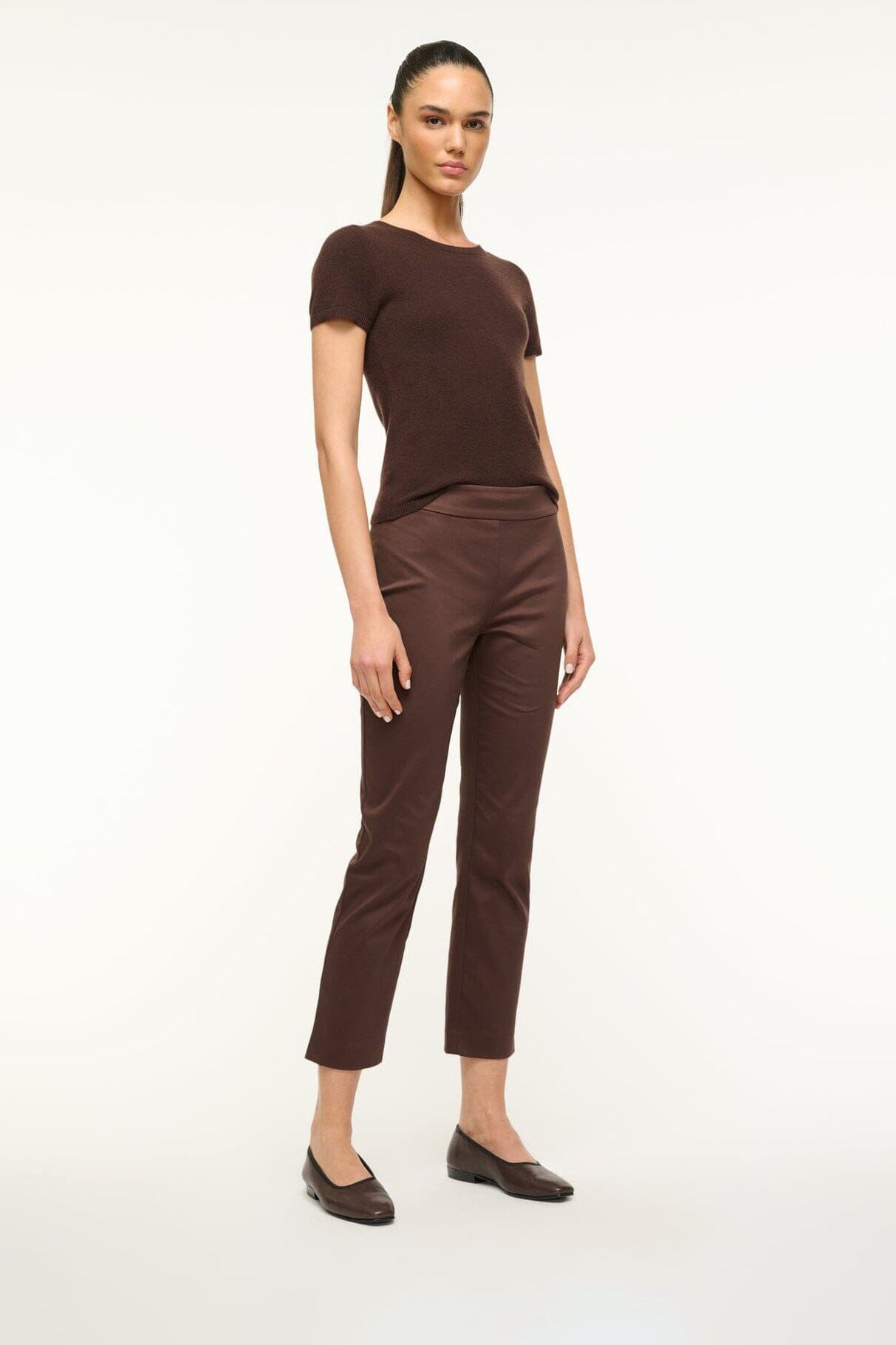 Keith Leather Ballet Flats with Grosgrain Trim – Espresso