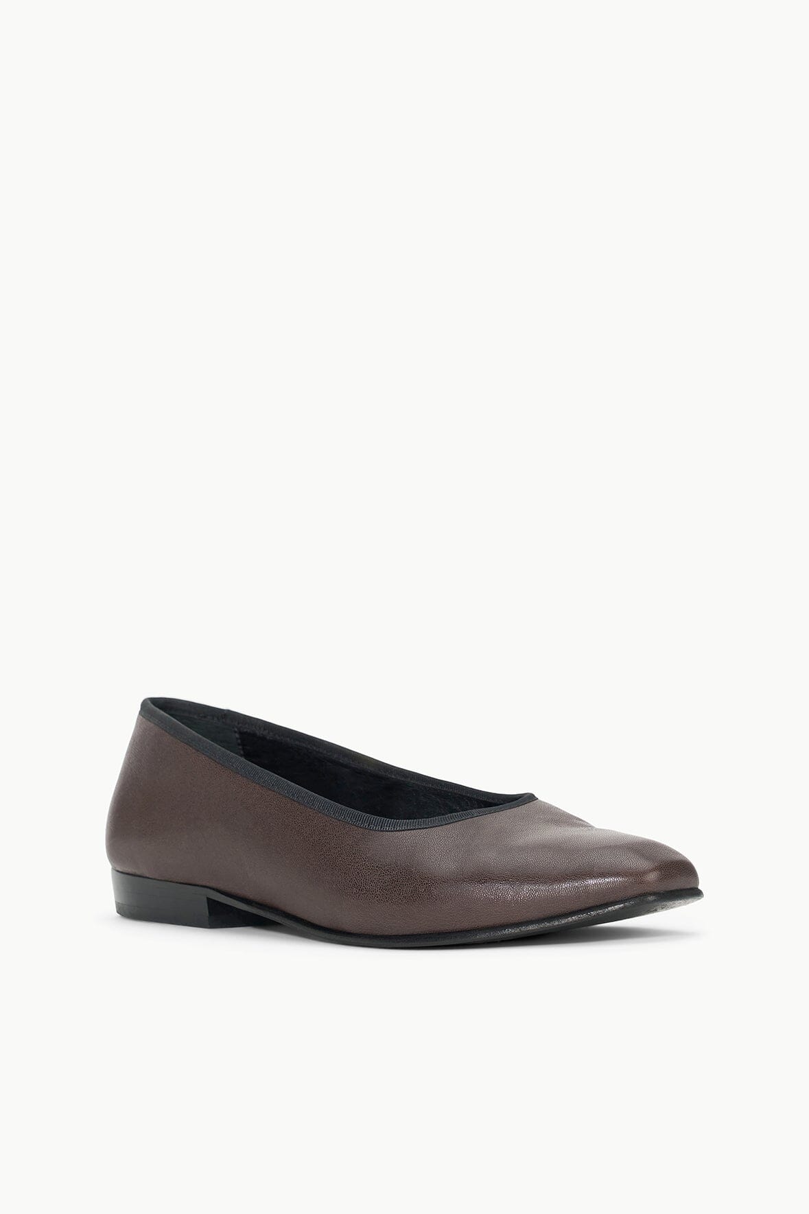 Keith Leather Ballet Flats with Grosgrain Trim – Espresso