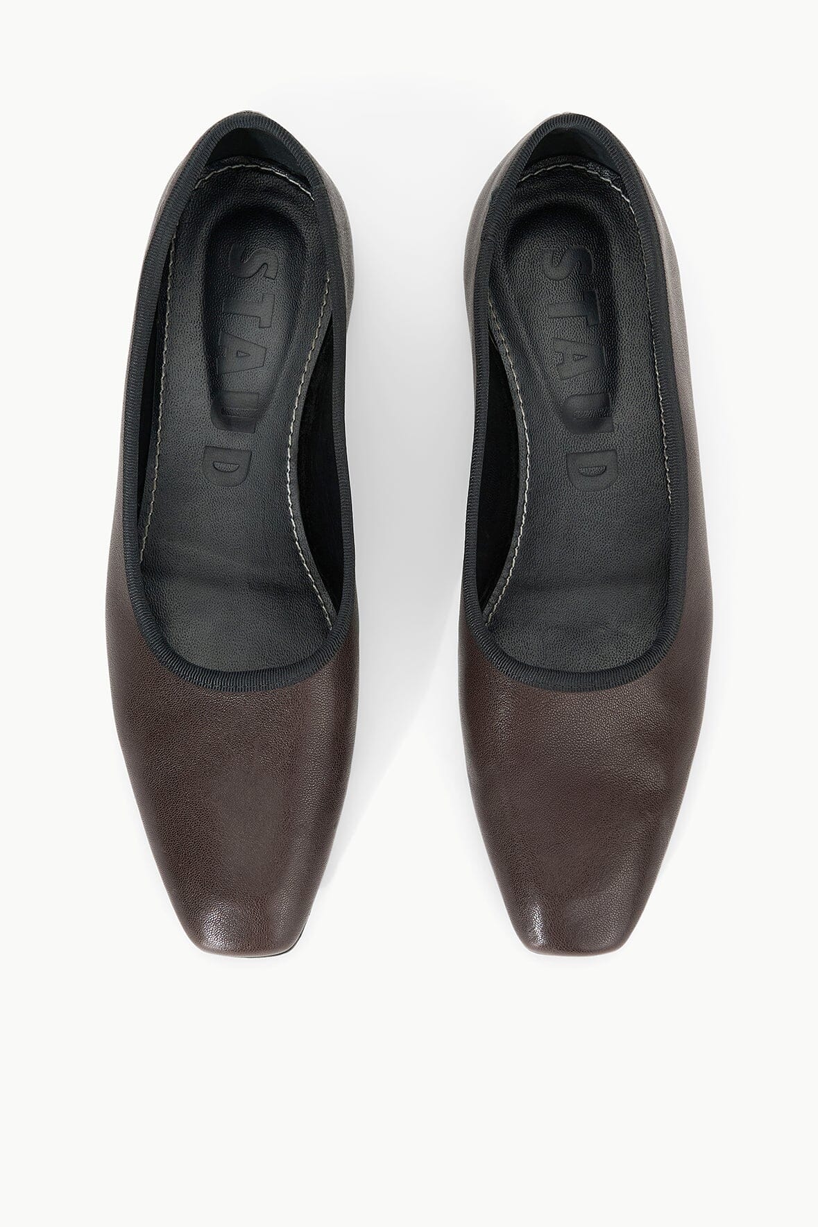 Keith Leather Ballet Flats with Grosgrain Trim – Espresso