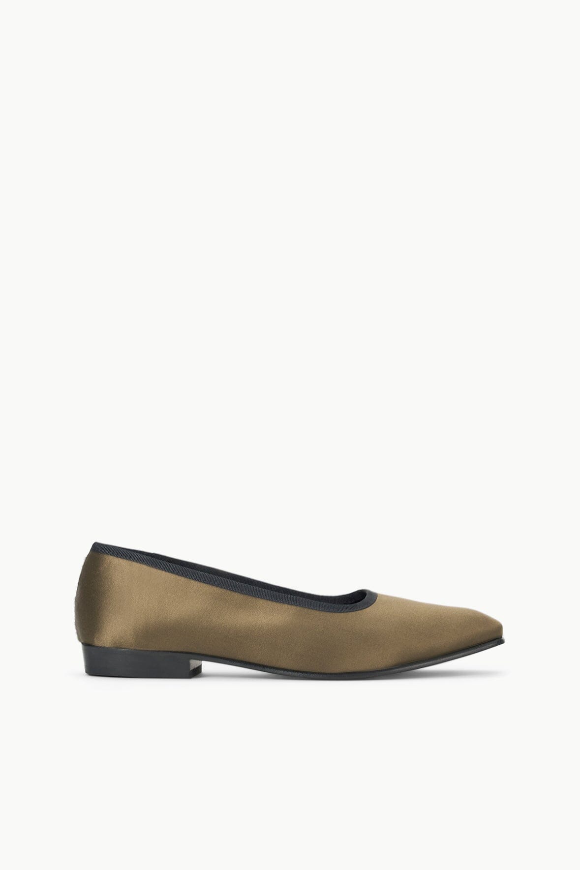 Keith Ballet Flats - Satin with Grosgrain Trim & Square Toe