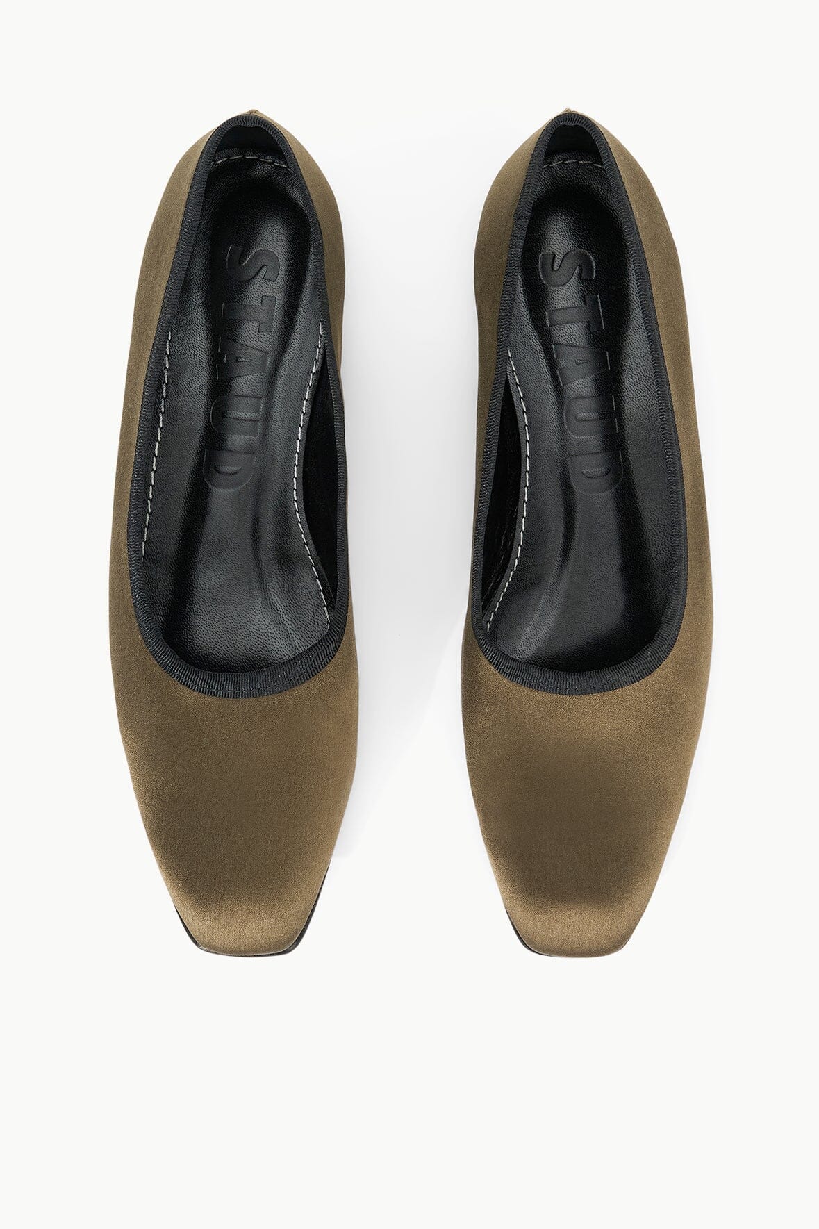 Keith Ballet Flats - Satin with Grosgrain Trim & Square Toe