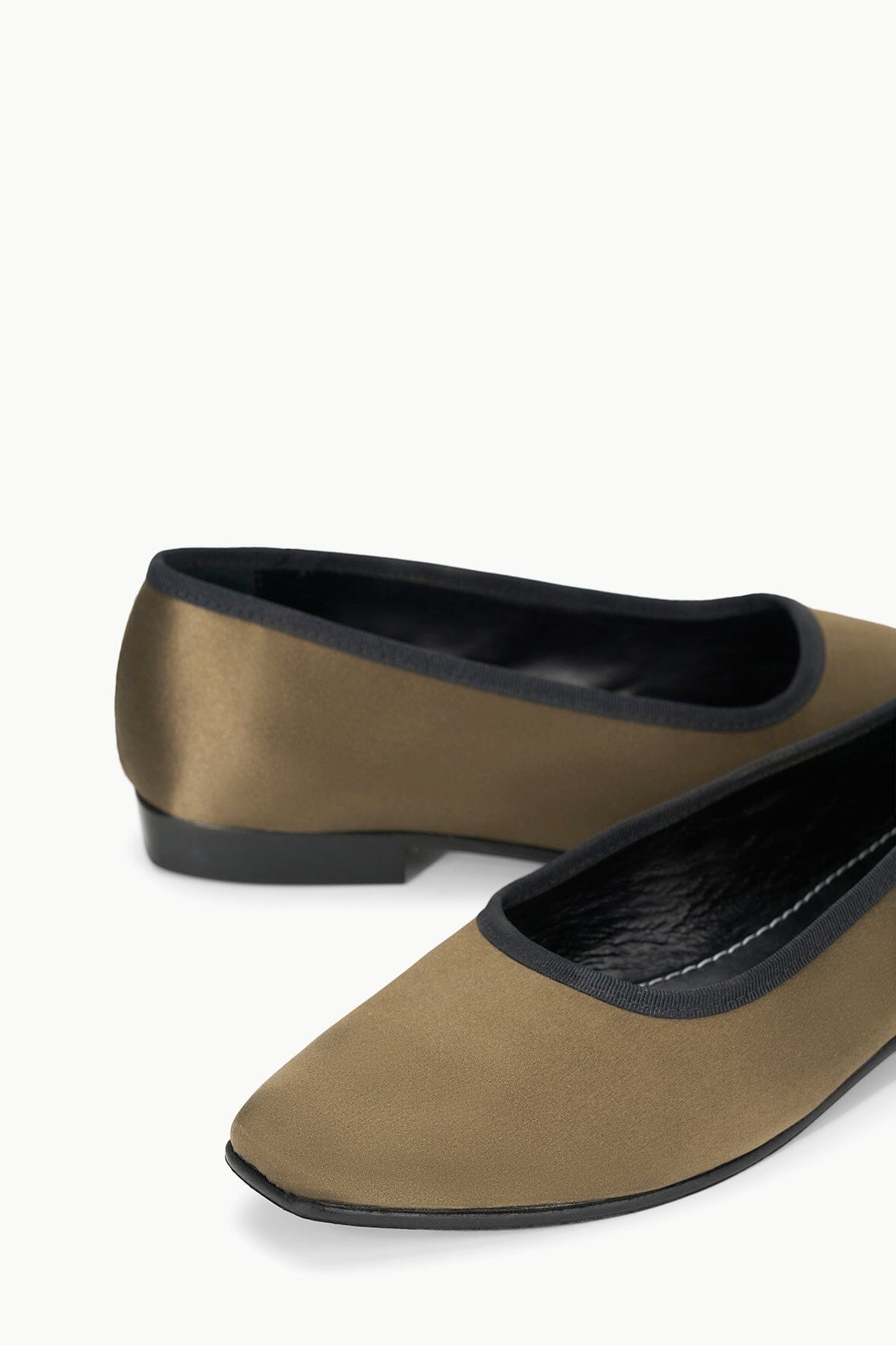 Keith Ballet Flats - Satin with Grosgrain Trim & Square Toe