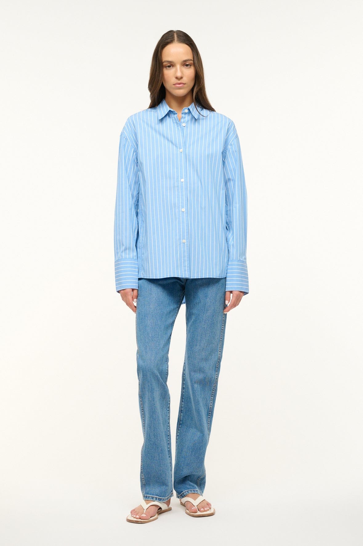 Kelly Shirt - Classic Fit Poplin Shirt with Azure Pinstripe