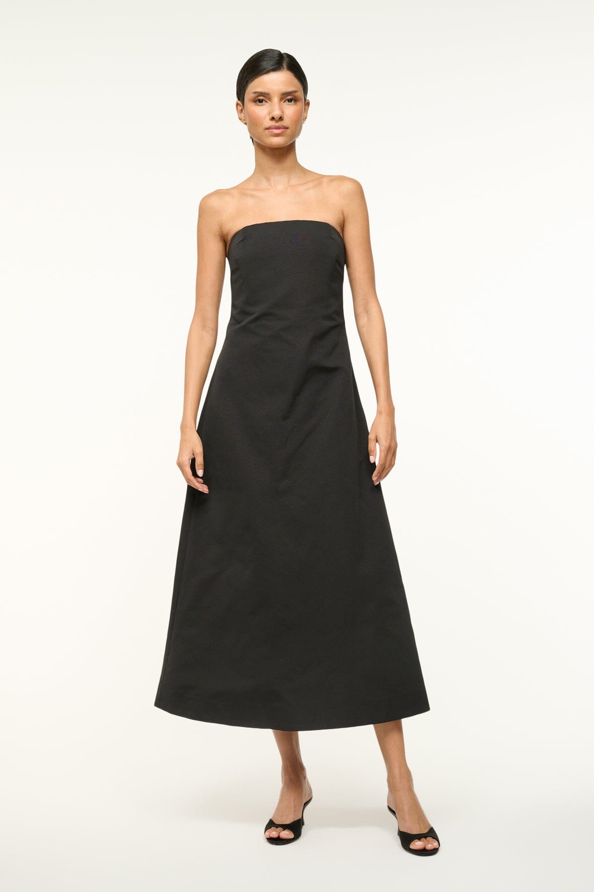 Kennedy Black Strapless Midi Gown with Corset & Train