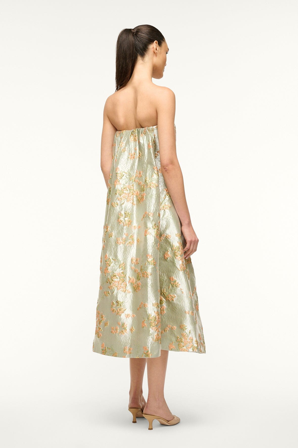 Kennedy Metallic Brocade Strapless Midi Gown for Special Occasions