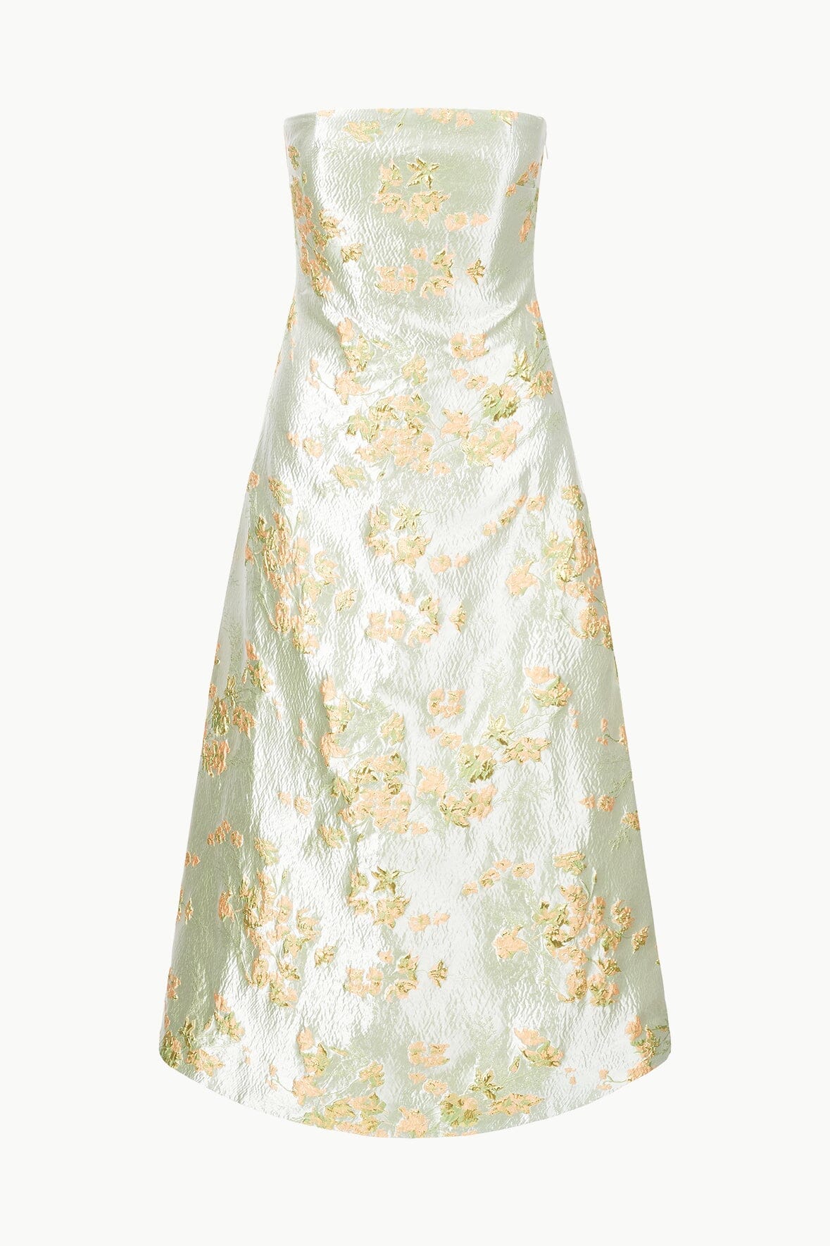 Kennedy Metallic Brocade Strapless Midi Gown for Special Occasions