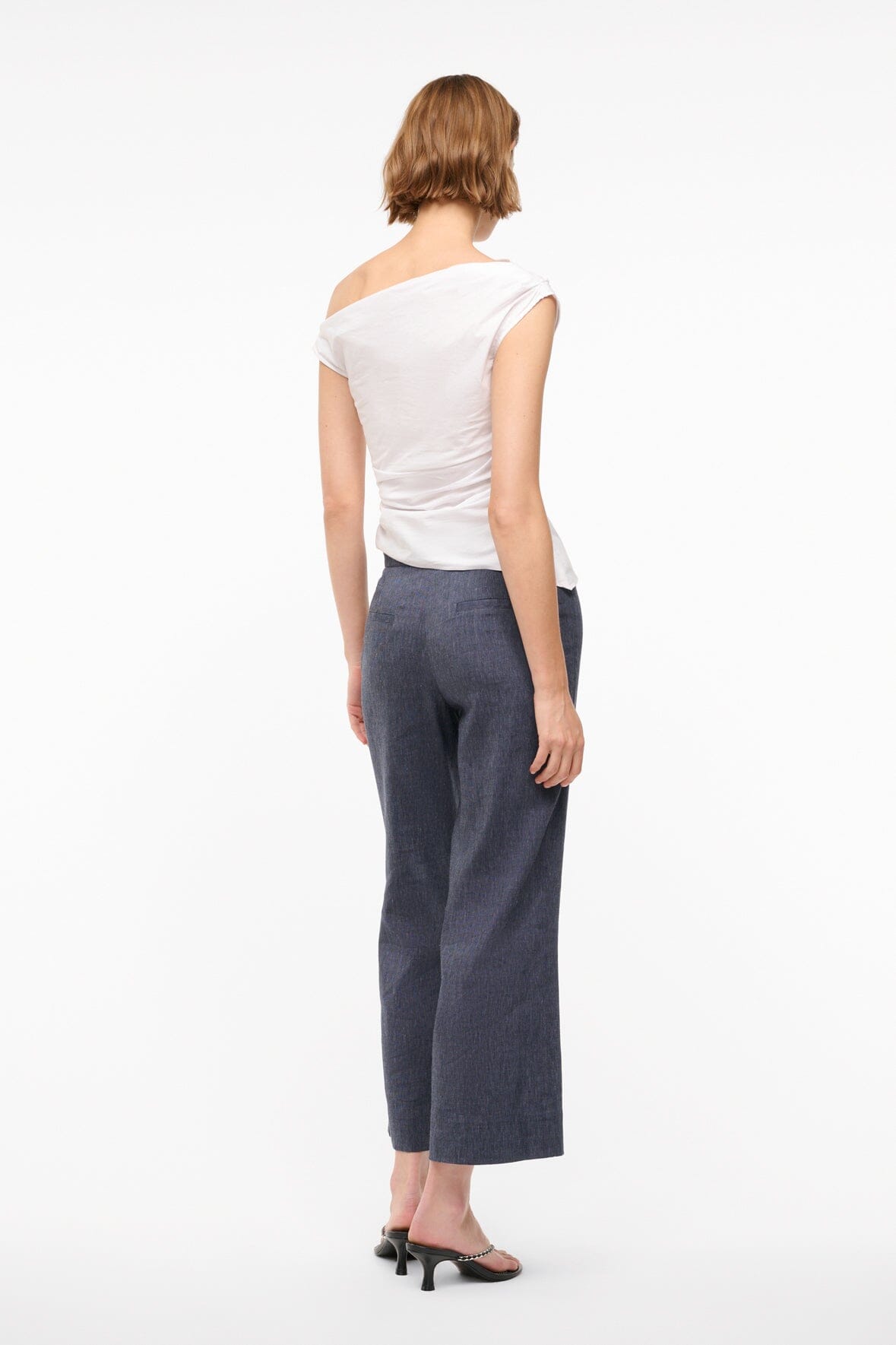 Knack Women's Chambray Linen Pants - Ankle Length with Stretch