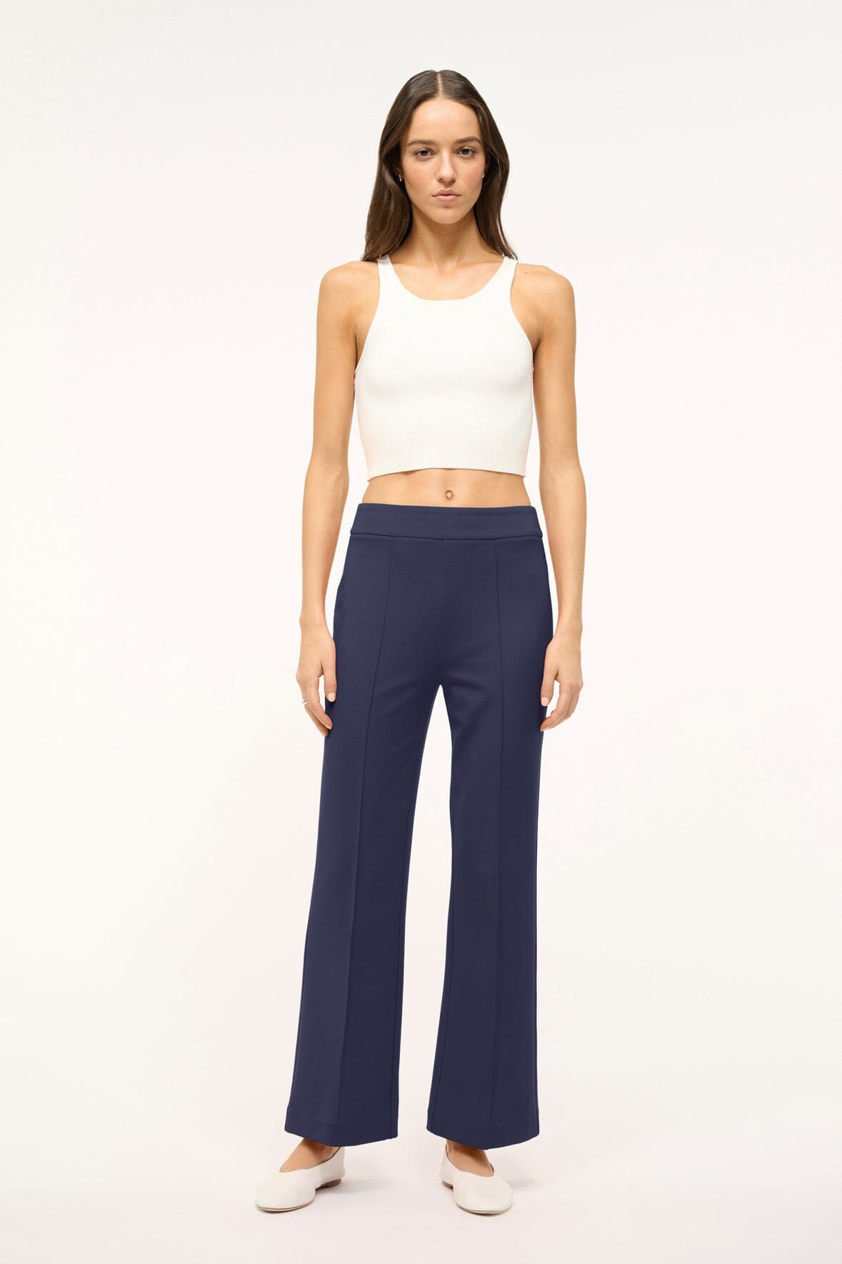 Knack Ponte Knit Ankle Pants with Back Zipper - Navy