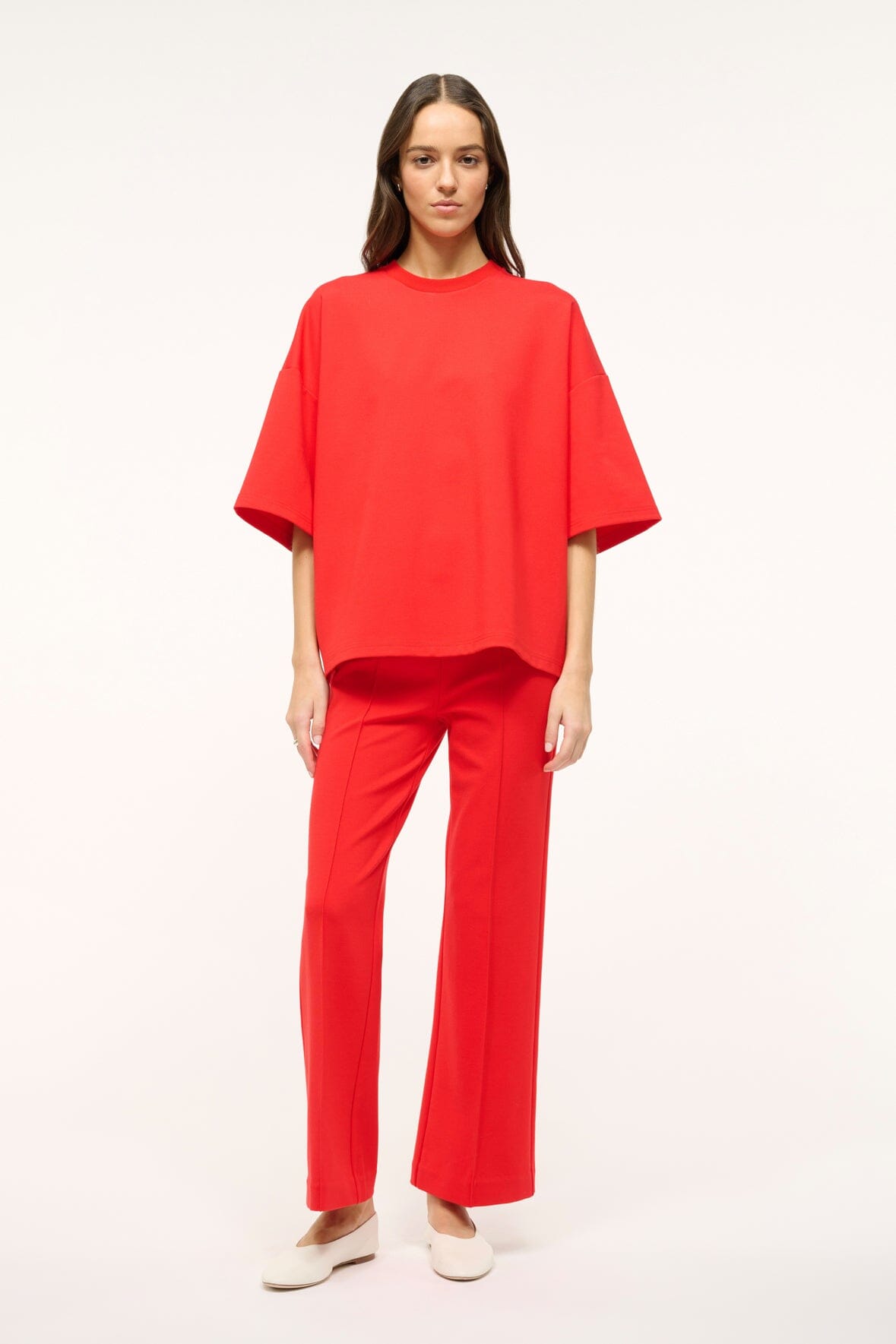 Knack Ponte Knit Ankle Pants in Red Rose with Back Zipper