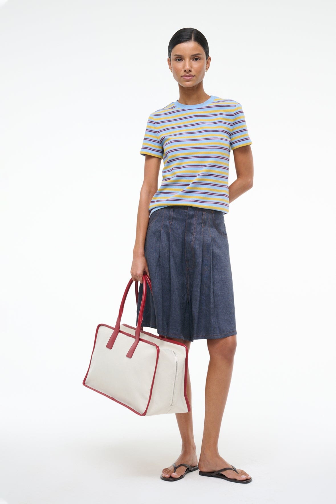 Men's Cotton Chambray Bermuda Shorts with Contrast Stitching
