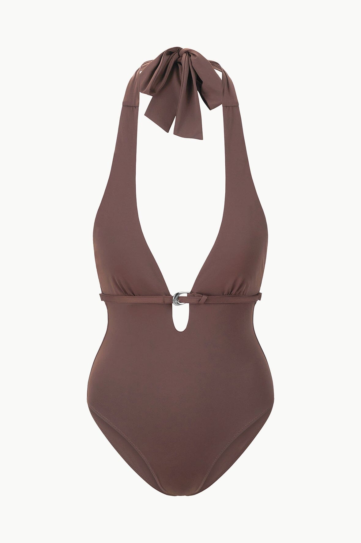 La Jolla Halter One Piece Swimsuit - Dark Chocolate with Low Back
